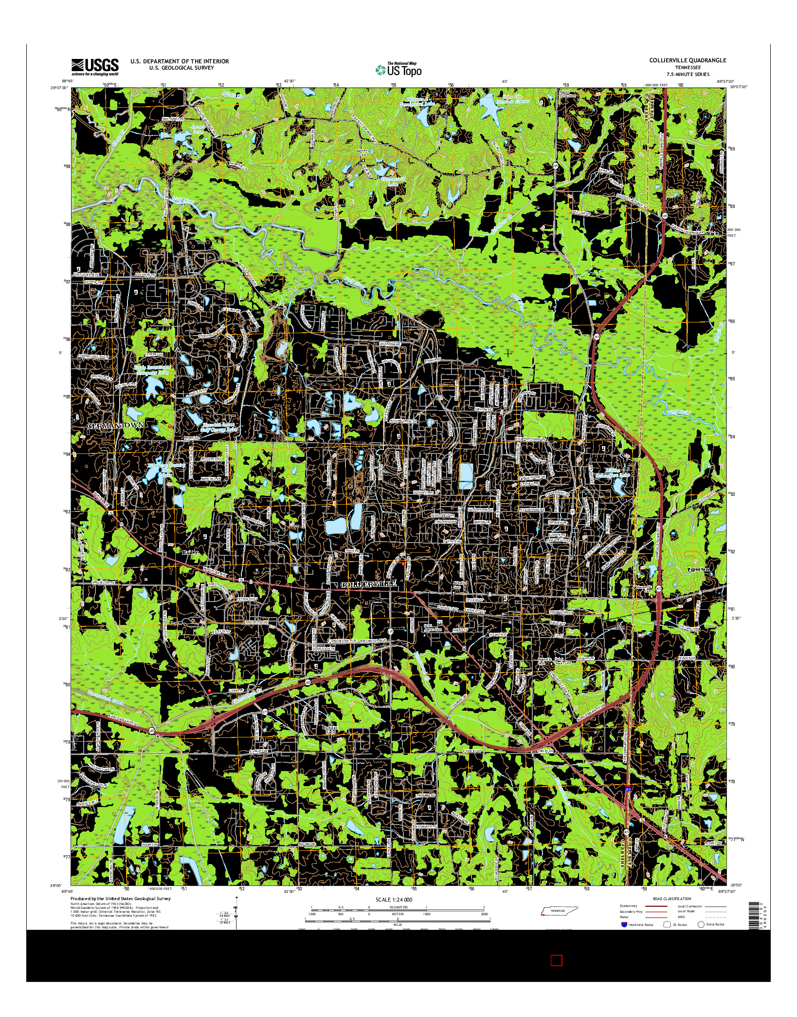 USGS US TOPO 7.5-MINUTE MAP FOR COLLIERVILLE, TN 2016