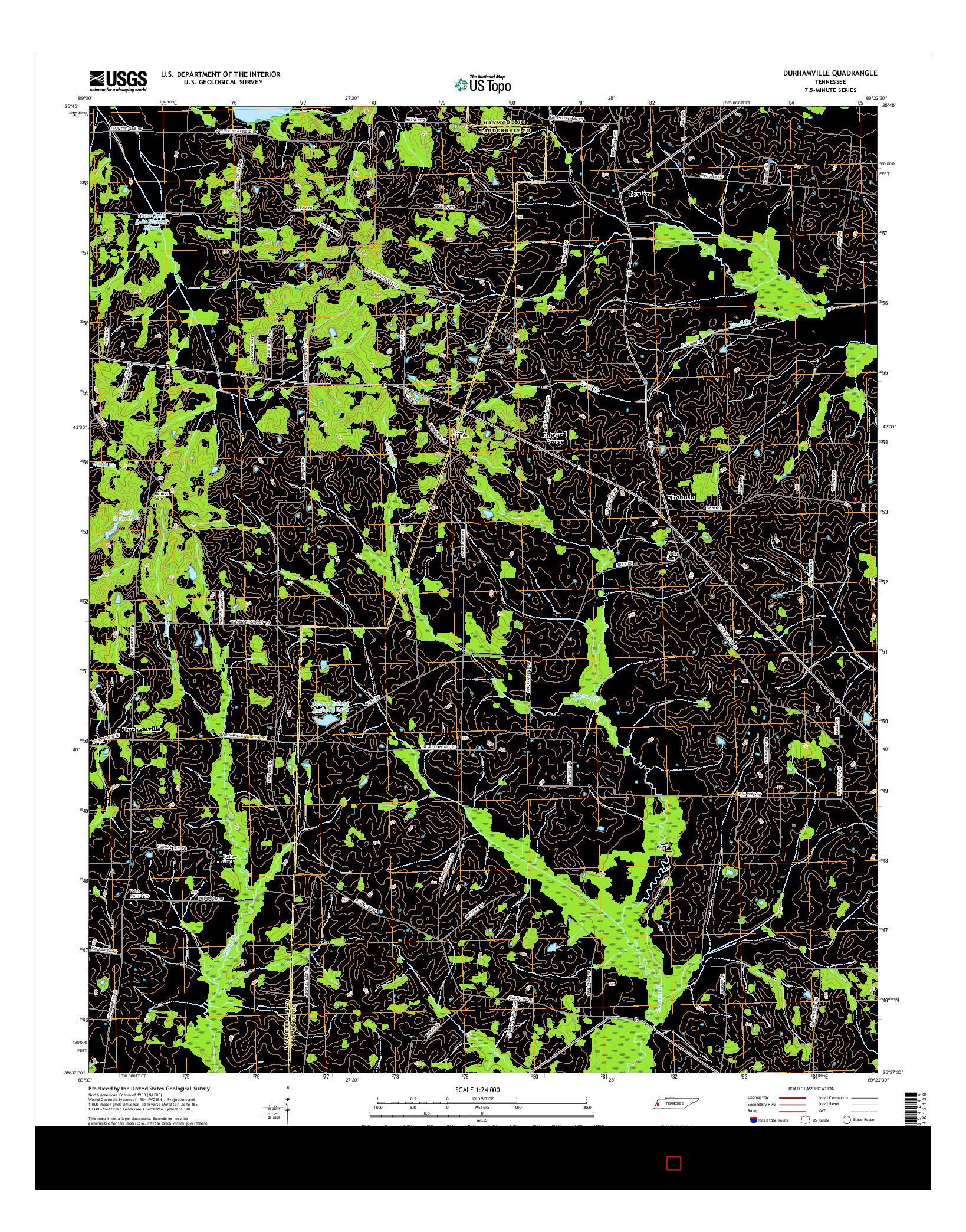 USGS US TOPO 7.5-MINUTE MAP FOR DURHAMVILLE, TN 2016