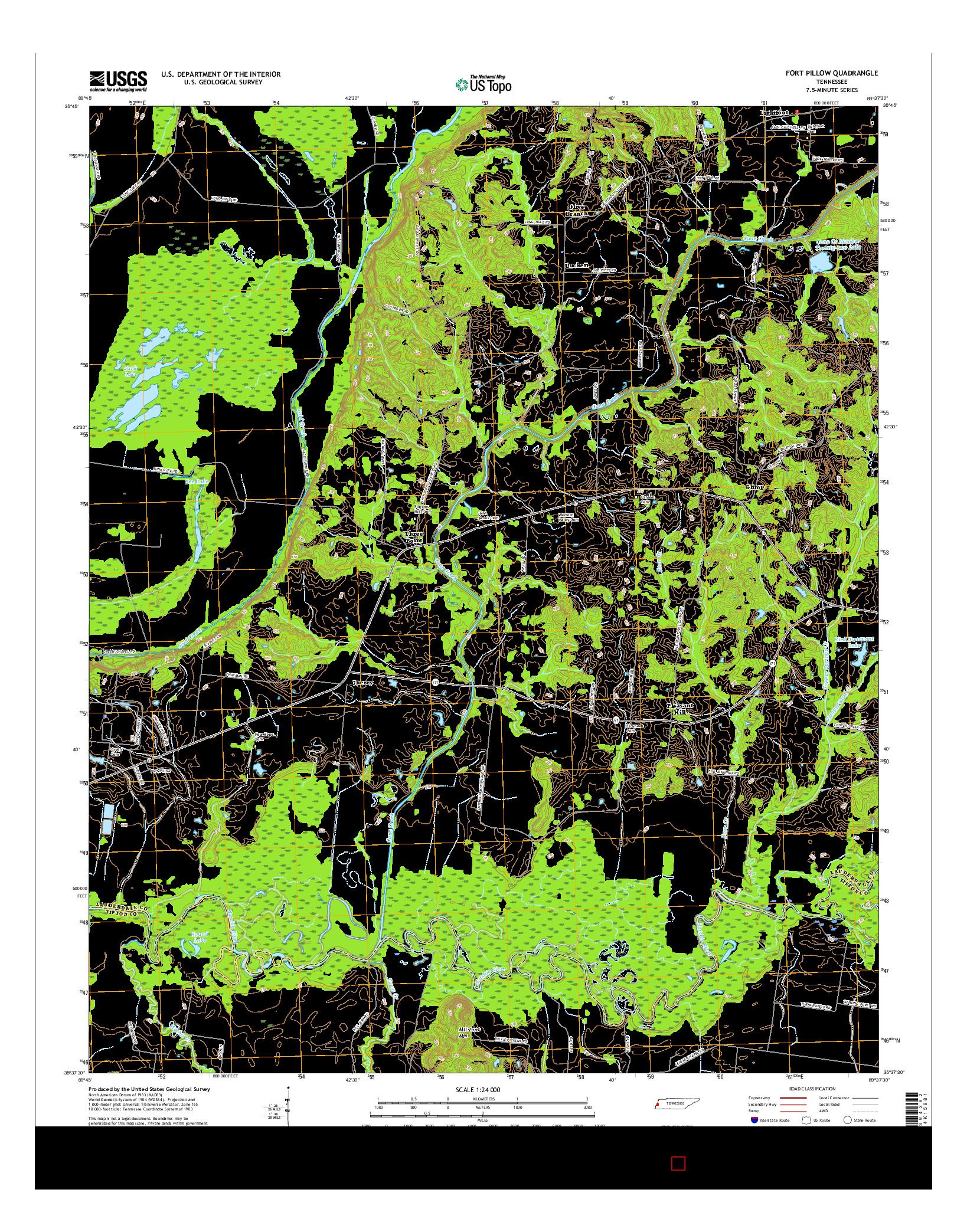 USGS US TOPO 7.5-MINUTE MAP FOR FORT PILLOW, TN 2016