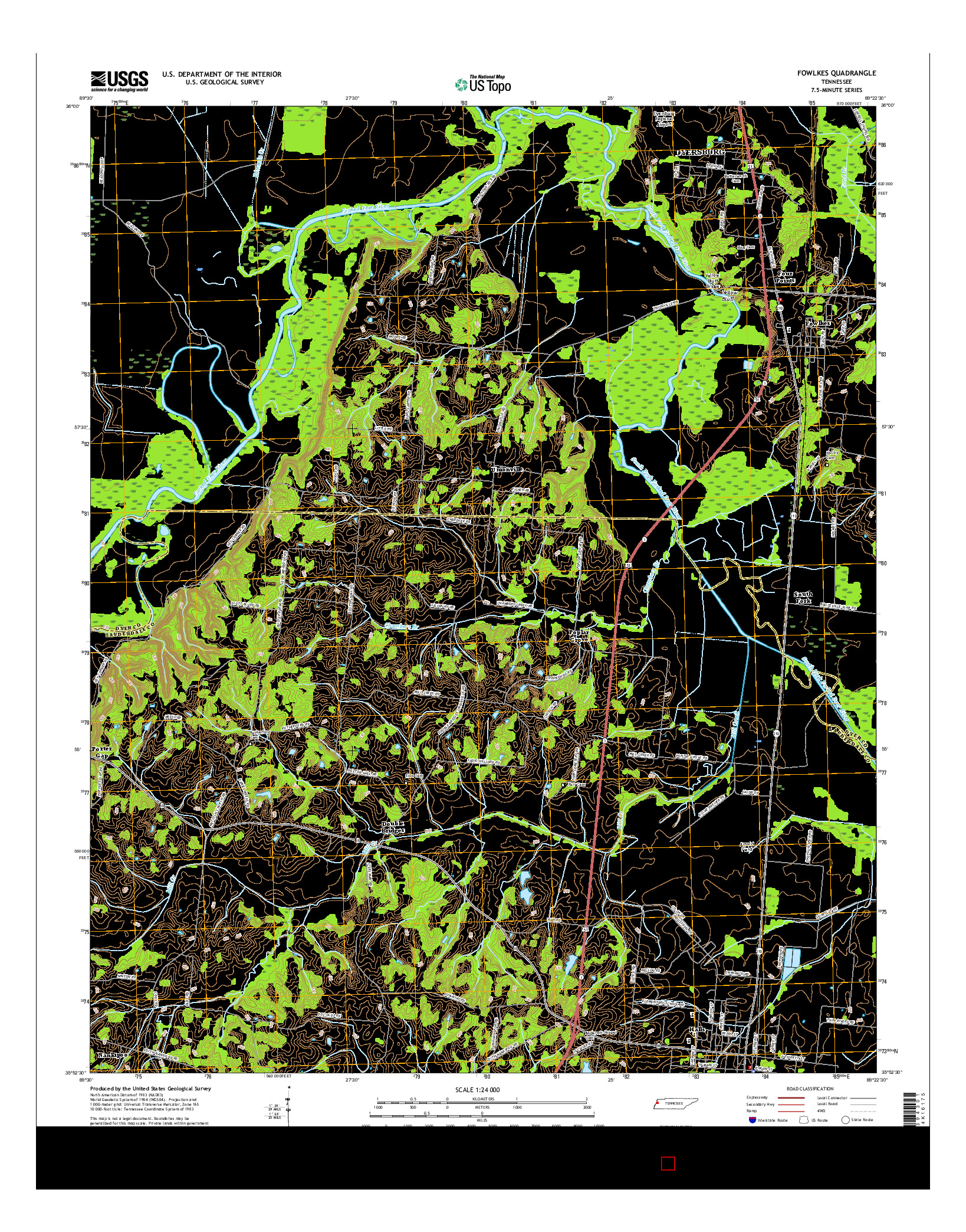 USGS US TOPO 7.5-MINUTE MAP FOR FOWLKES, TN 2016