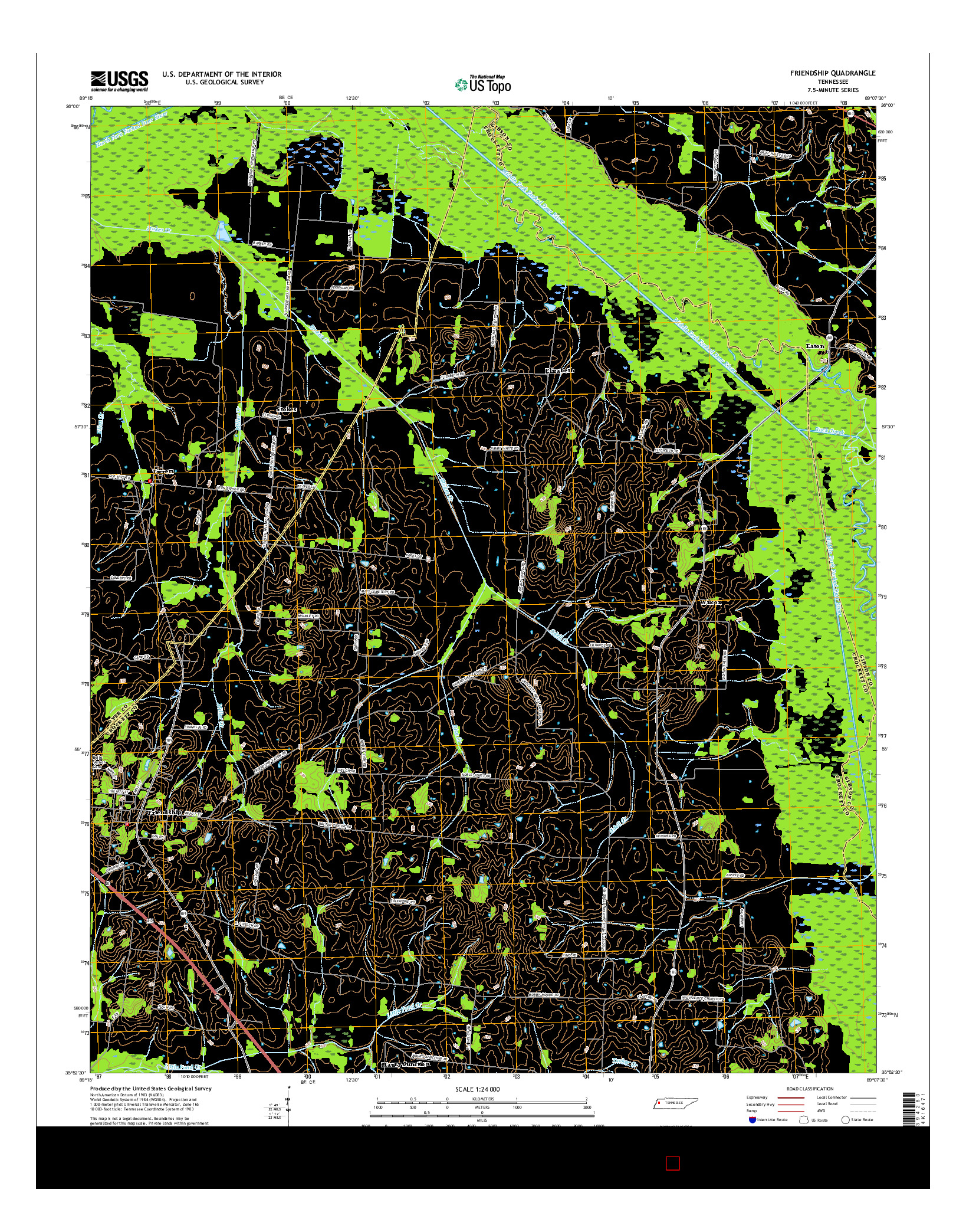 USGS US TOPO 7.5-MINUTE MAP FOR FRIENDSHIP, TN 2016