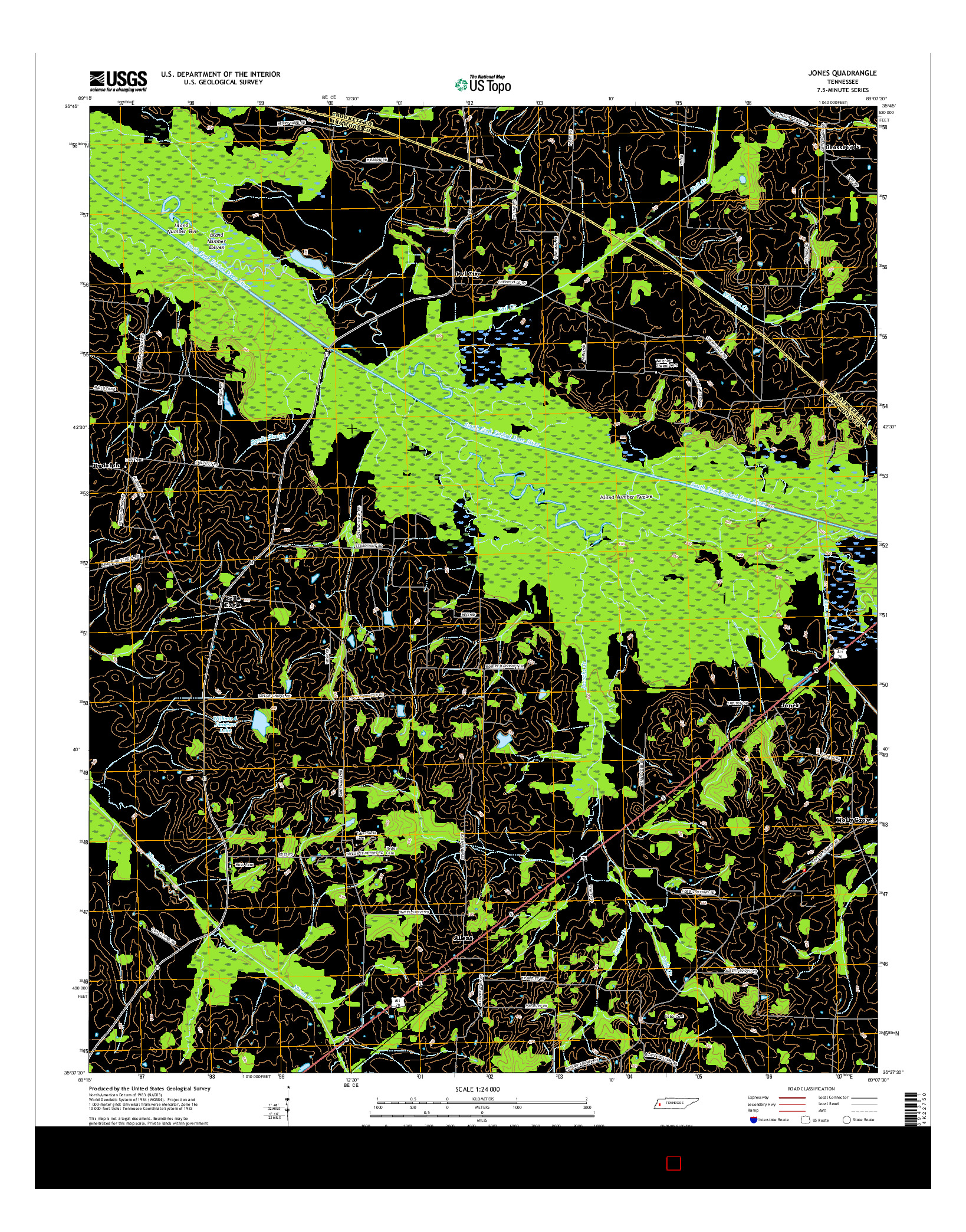 USGS US TOPO 7.5-MINUTE MAP FOR JONES, TN 2016