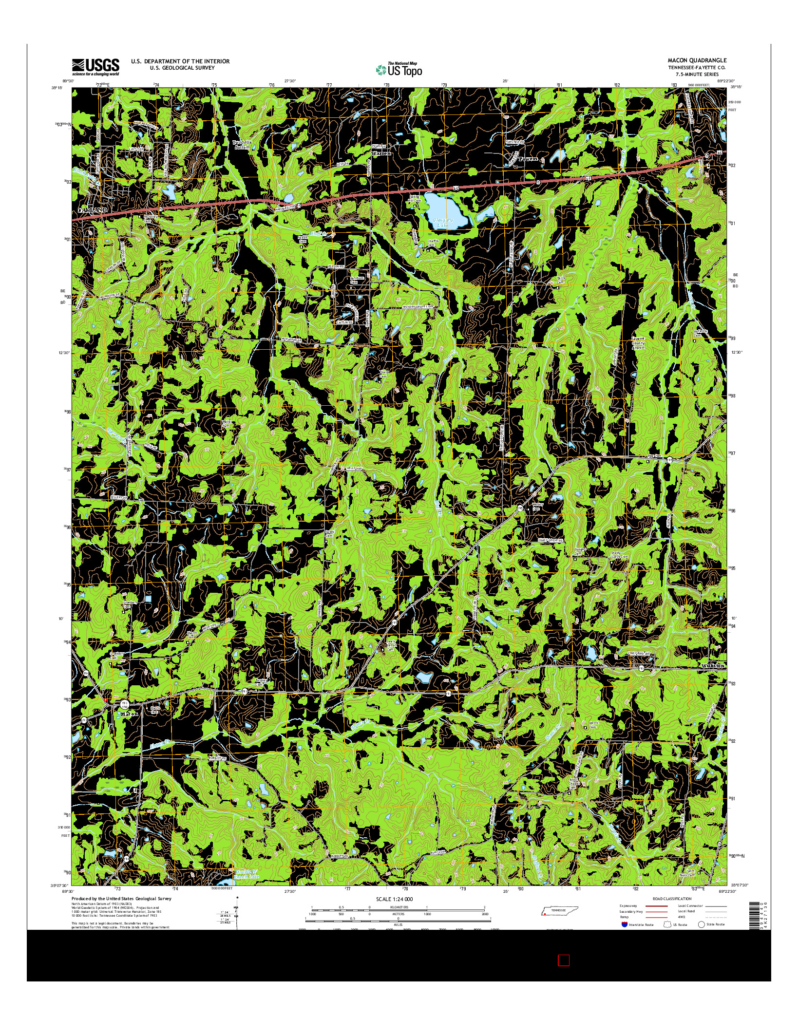 USGS US TOPO 7.5-MINUTE MAP FOR MACON, TN 2016