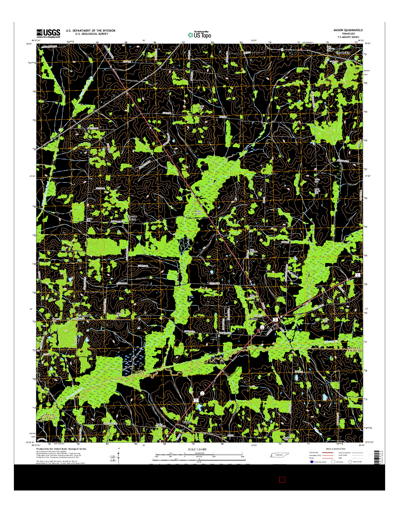 USGS US TOPO 7.5-MINUTE MAP FOR MASON, TN 2016