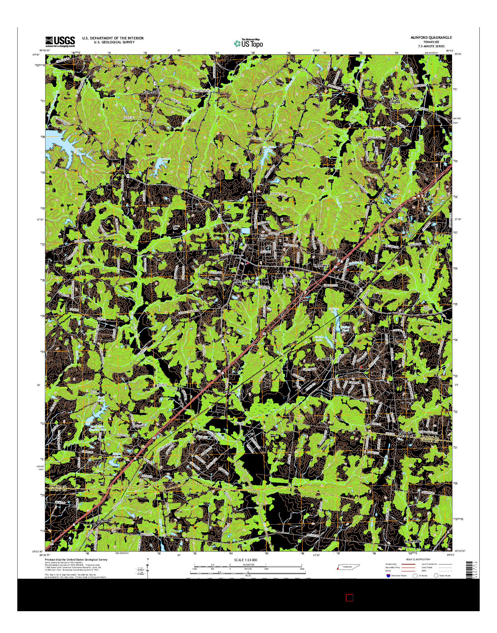 USGS US TOPO 7.5-MINUTE MAP FOR MUNFORD, TN 2016