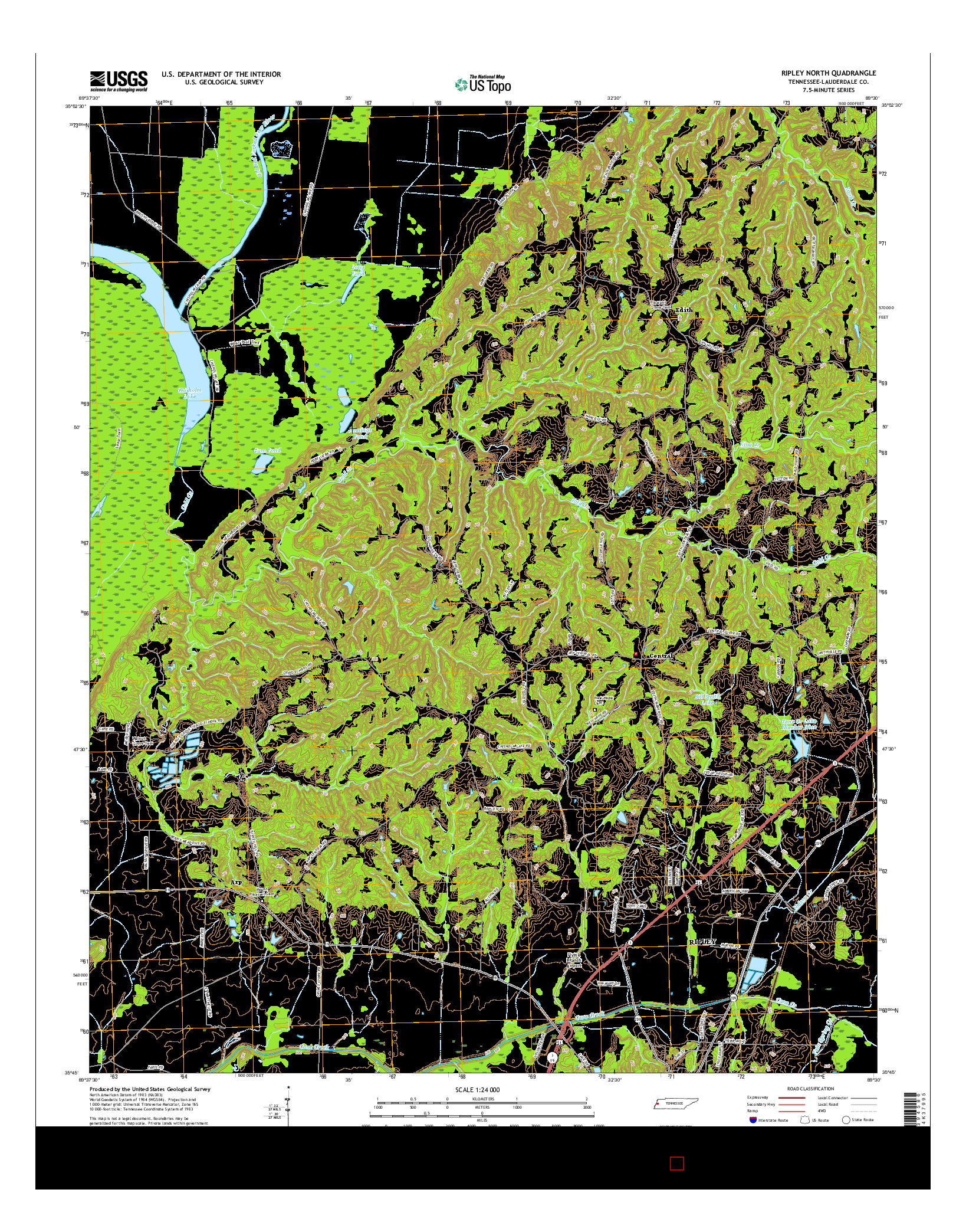 USGS US TOPO 7.5-MINUTE MAP FOR RIPLEY NORTH, TN 2016