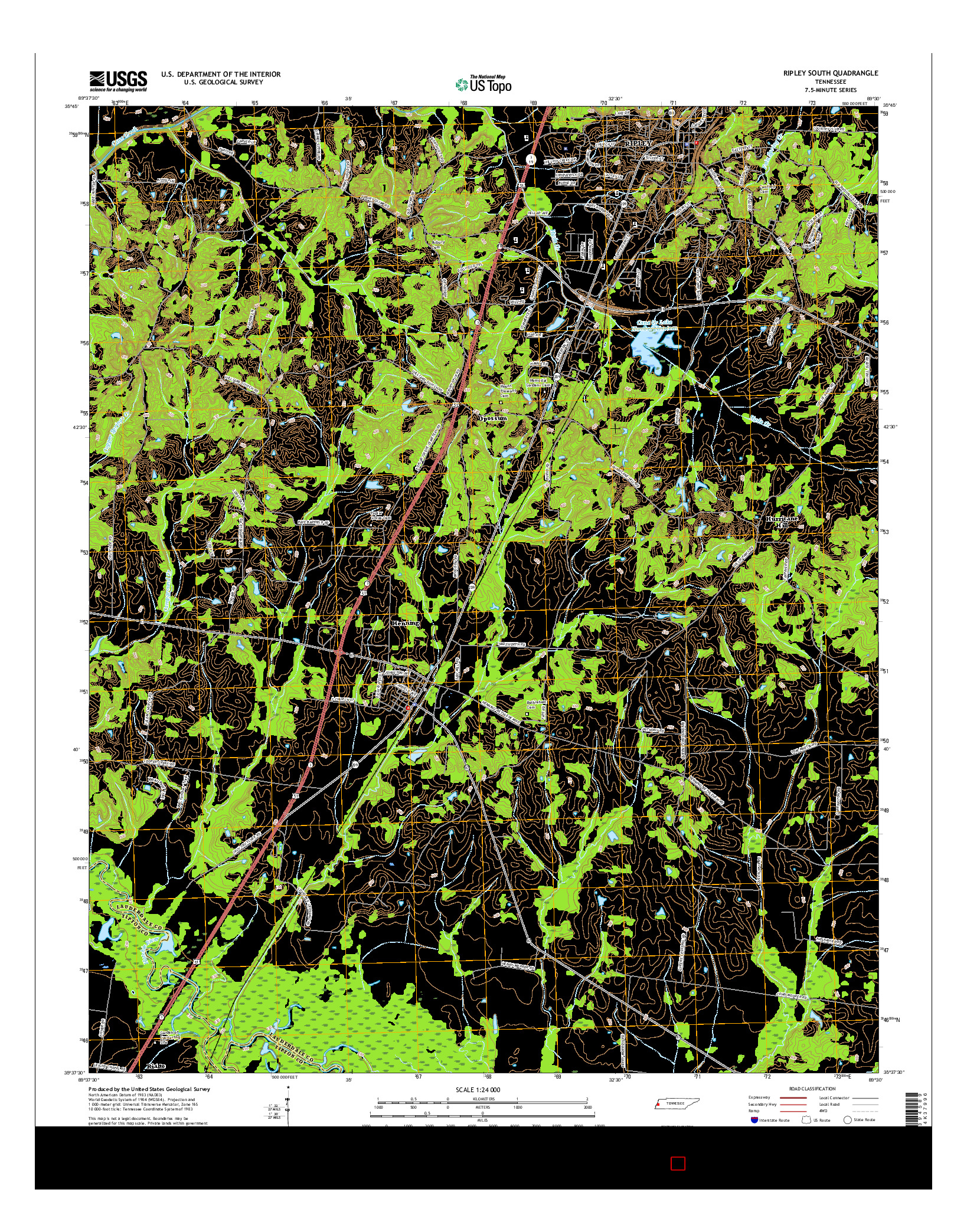 USGS US TOPO 7.5-MINUTE MAP FOR RIPLEY SOUTH, TN 2016