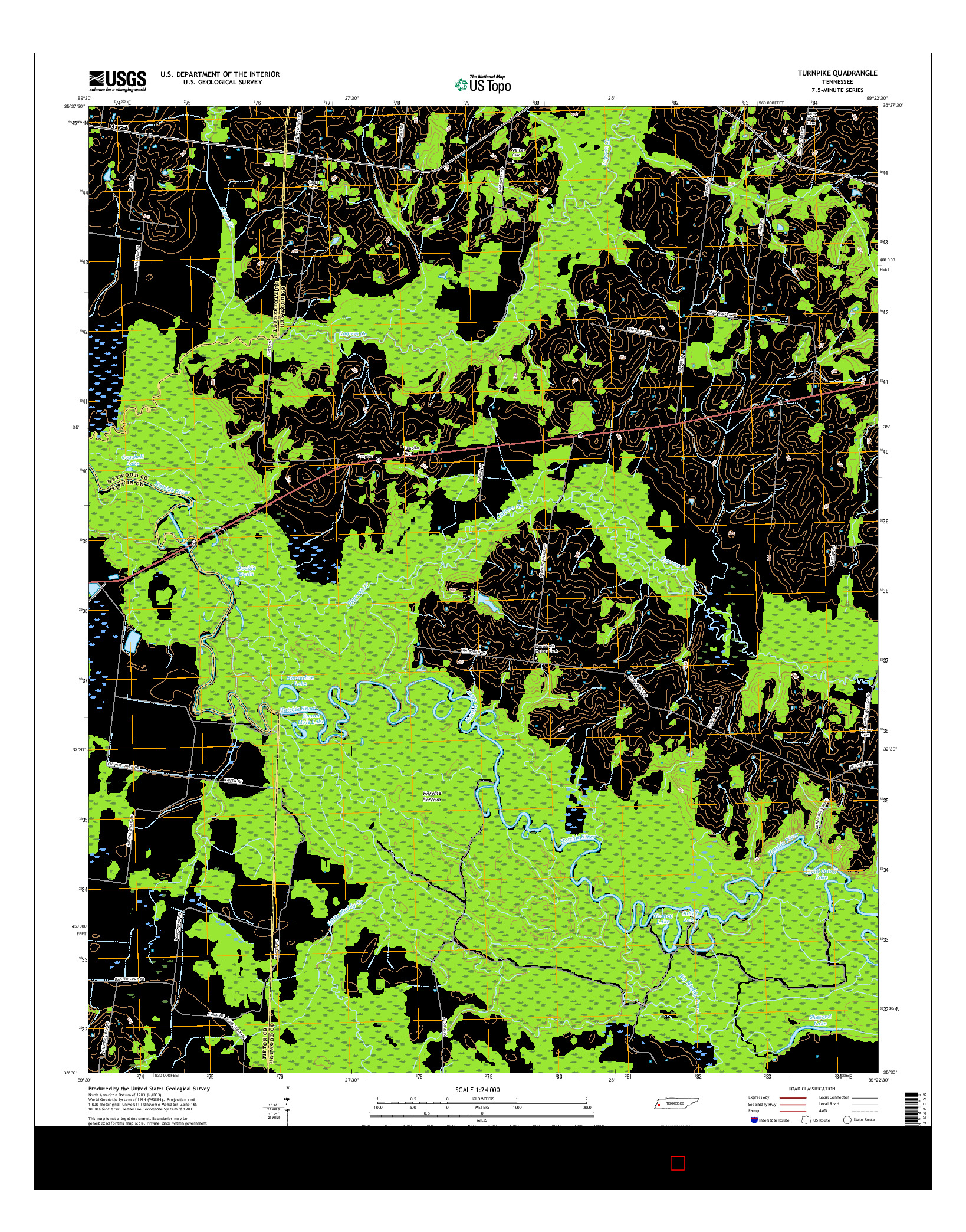 USGS US TOPO 7.5-MINUTE MAP FOR TURNPIKE, TN 2016