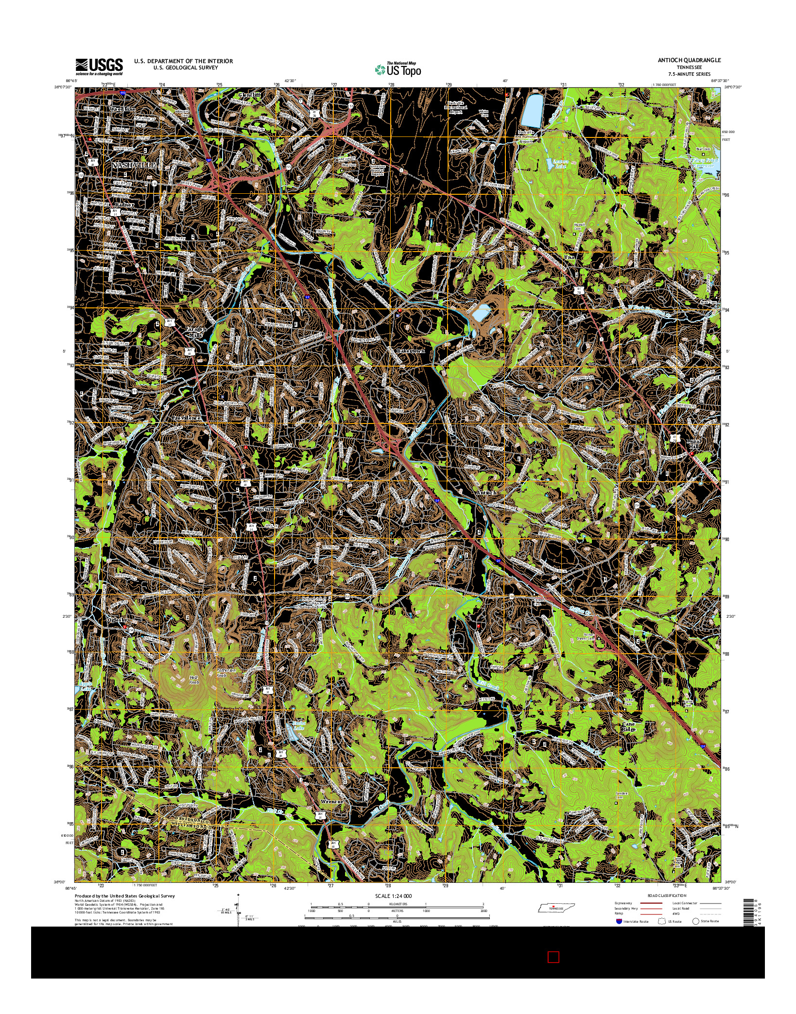 USGS US TOPO 7.5-MINUTE MAP FOR ANTIOCH, TN 2016