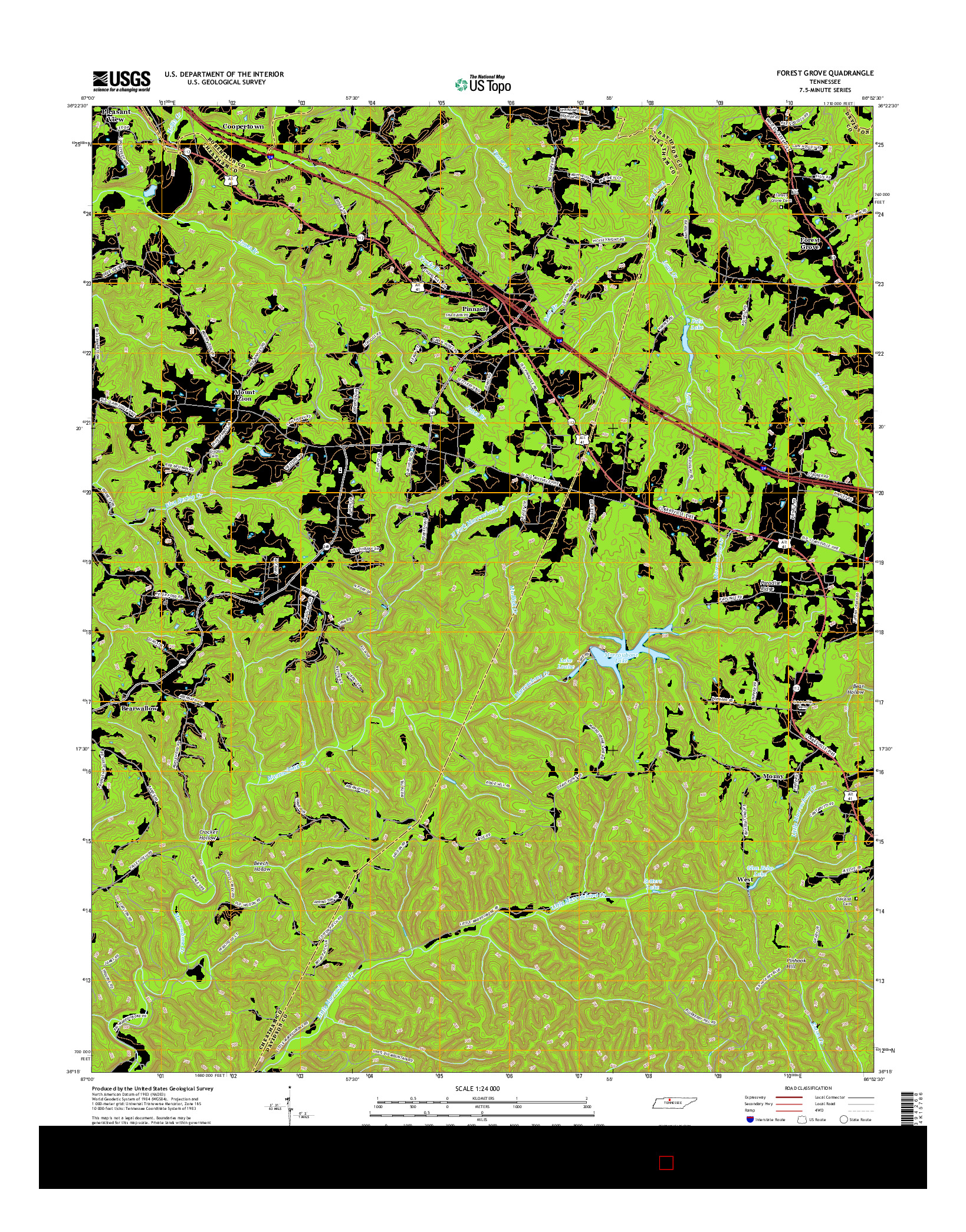 USGS US TOPO 7.5-MINUTE MAP FOR FOREST GROVE, TN 2016