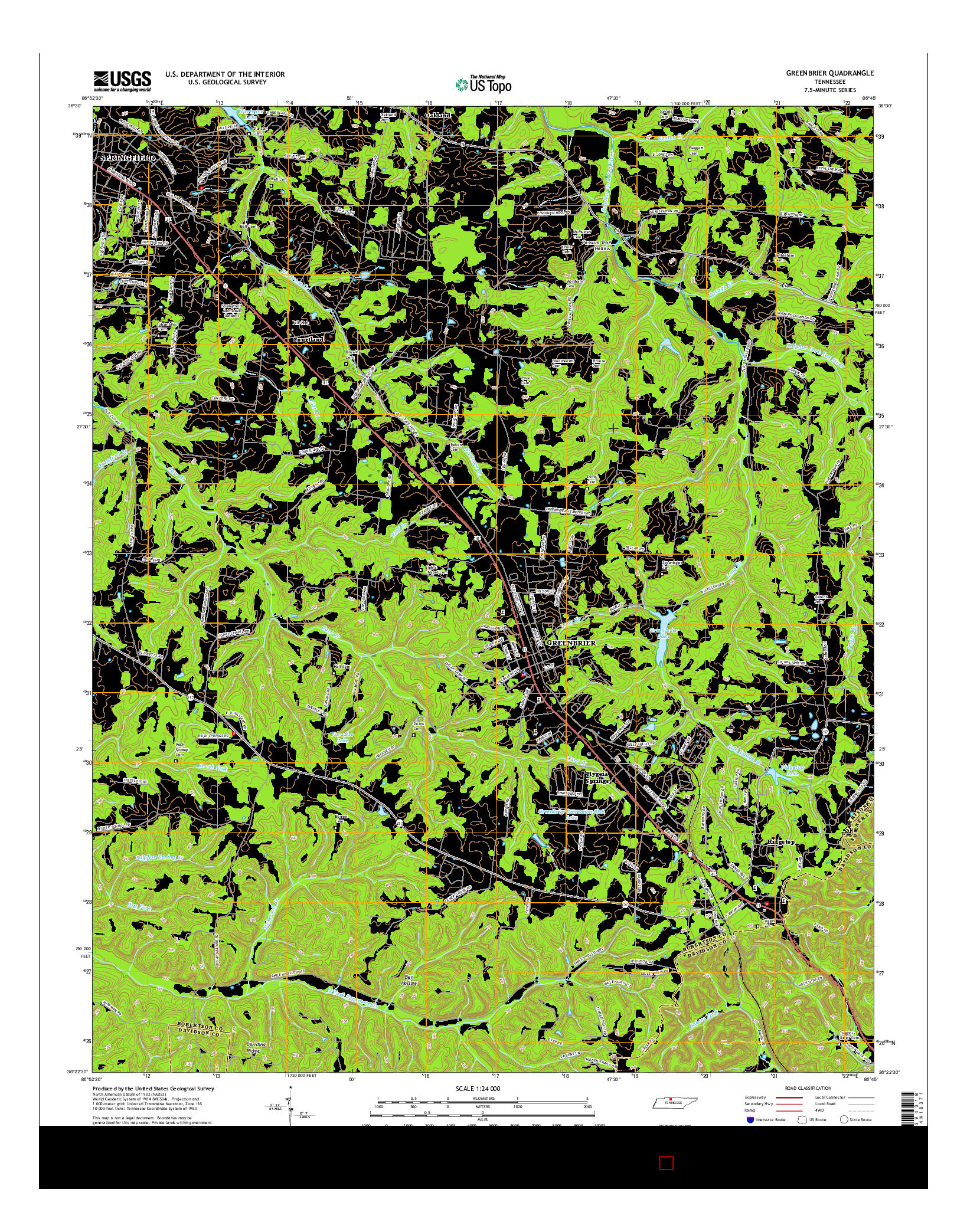USGS US TOPO 7.5-MINUTE MAP FOR GREENBRIER, TN 2016