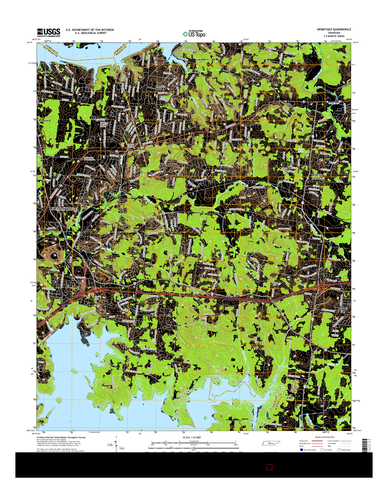 USGS US TOPO 7.5-MINUTE MAP FOR HERMITAGE, TN 2016