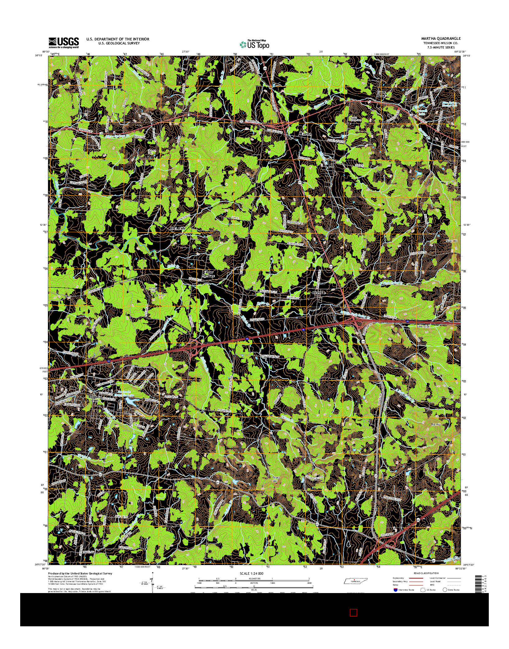 USGS US TOPO 7.5-MINUTE MAP FOR MARTHA, TN 2016