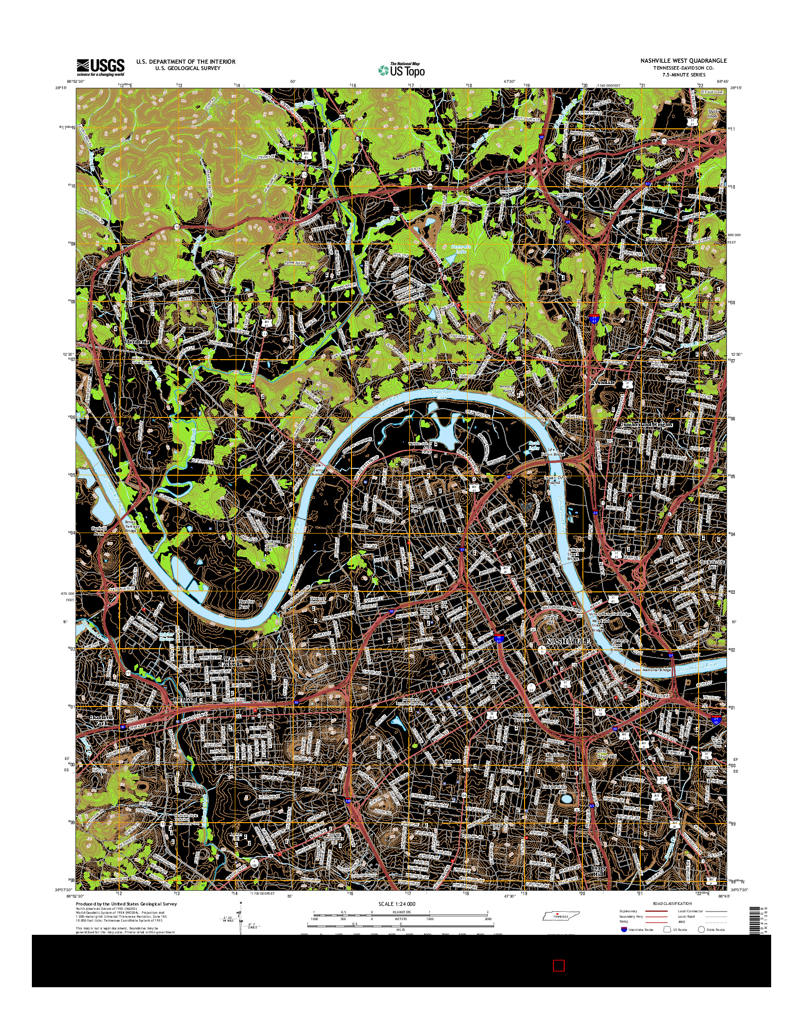 USGS US TOPO 7.5-MINUTE MAP FOR NASHVILLE WEST, TN 2016