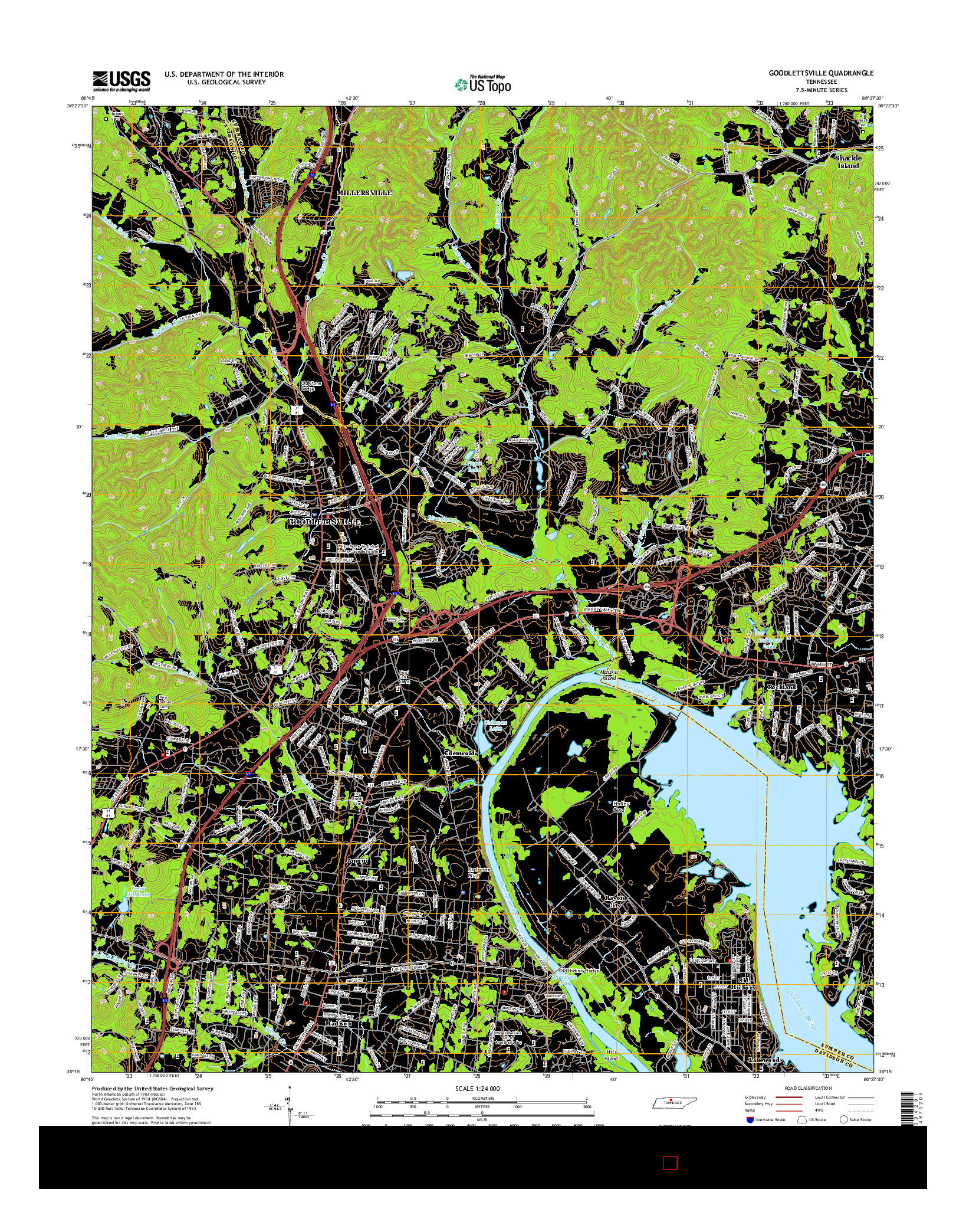 USGS US TOPO 7.5-MINUTE MAP FOR GOODLETTSVILLE, TN 2016