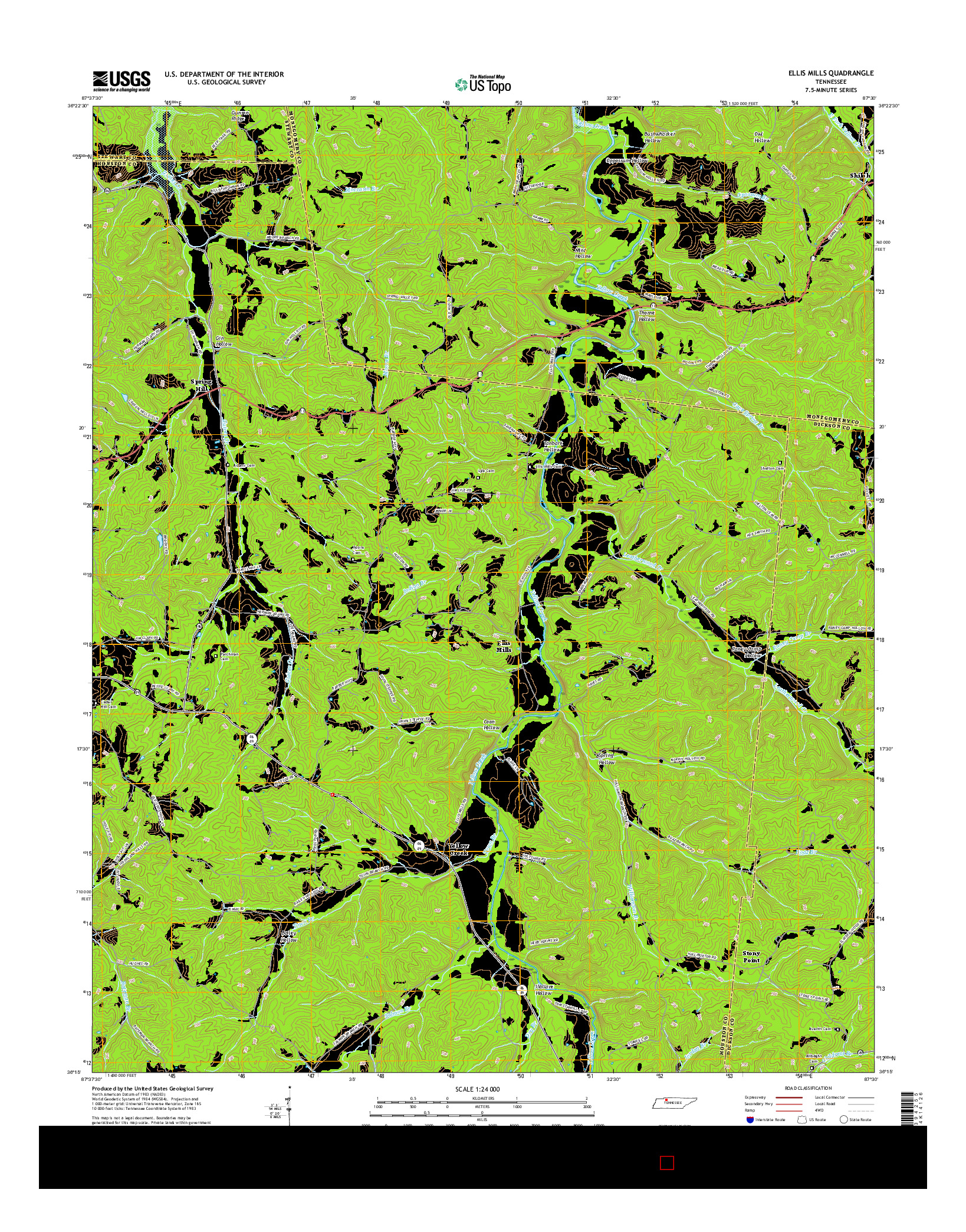 USGS US TOPO 7.5-MINUTE MAP FOR ELLIS MILLS, TN 2016