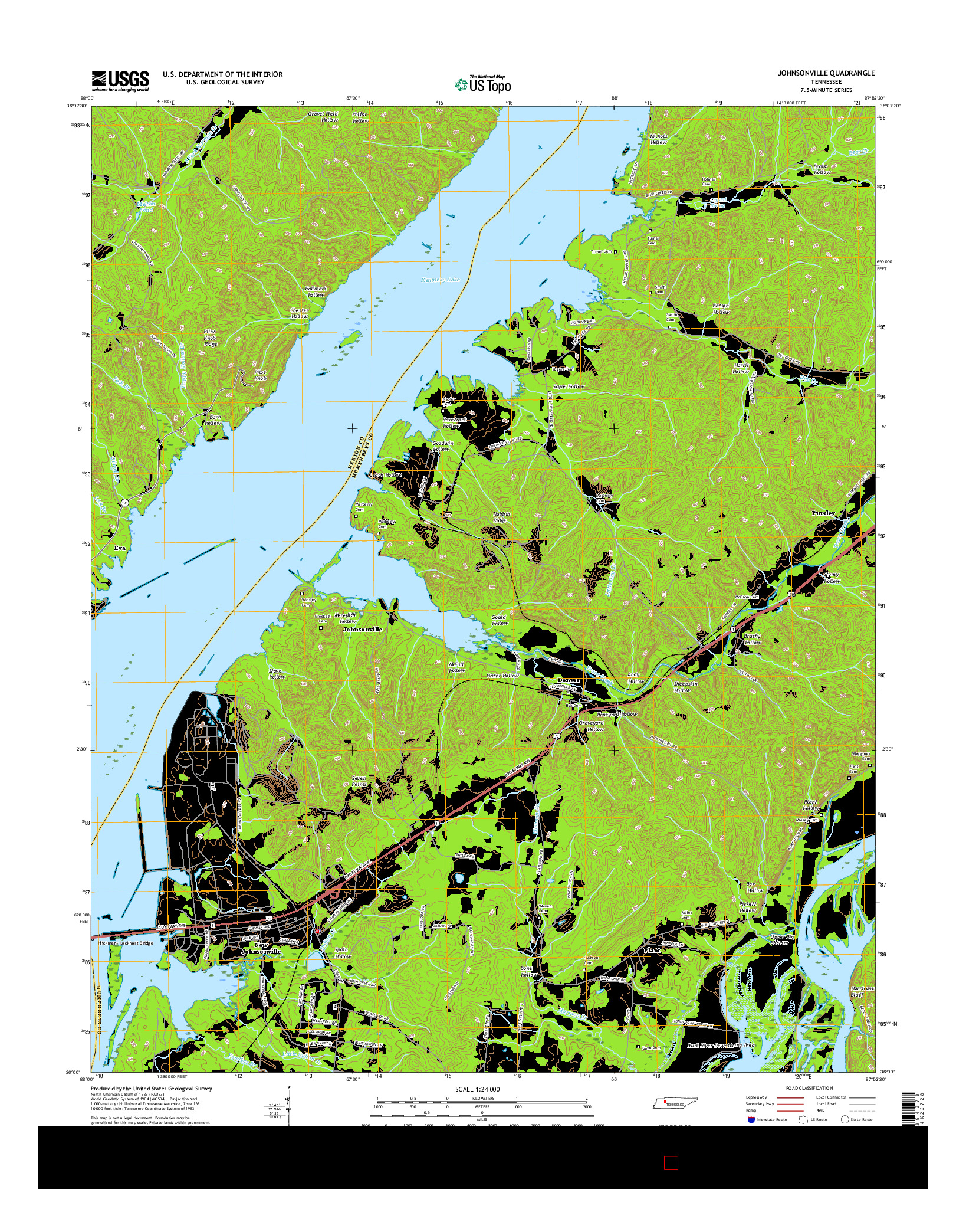 USGS US TOPO 7.5-MINUTE MAP FOR JOHNSONVILLE, TN 2016