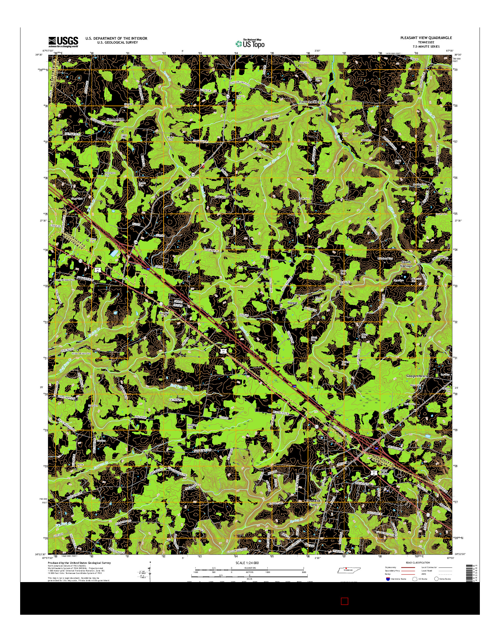 USGS US TOPO 7.5-MINUTE MAP FOR PLEASANT VIEW, TN 2016