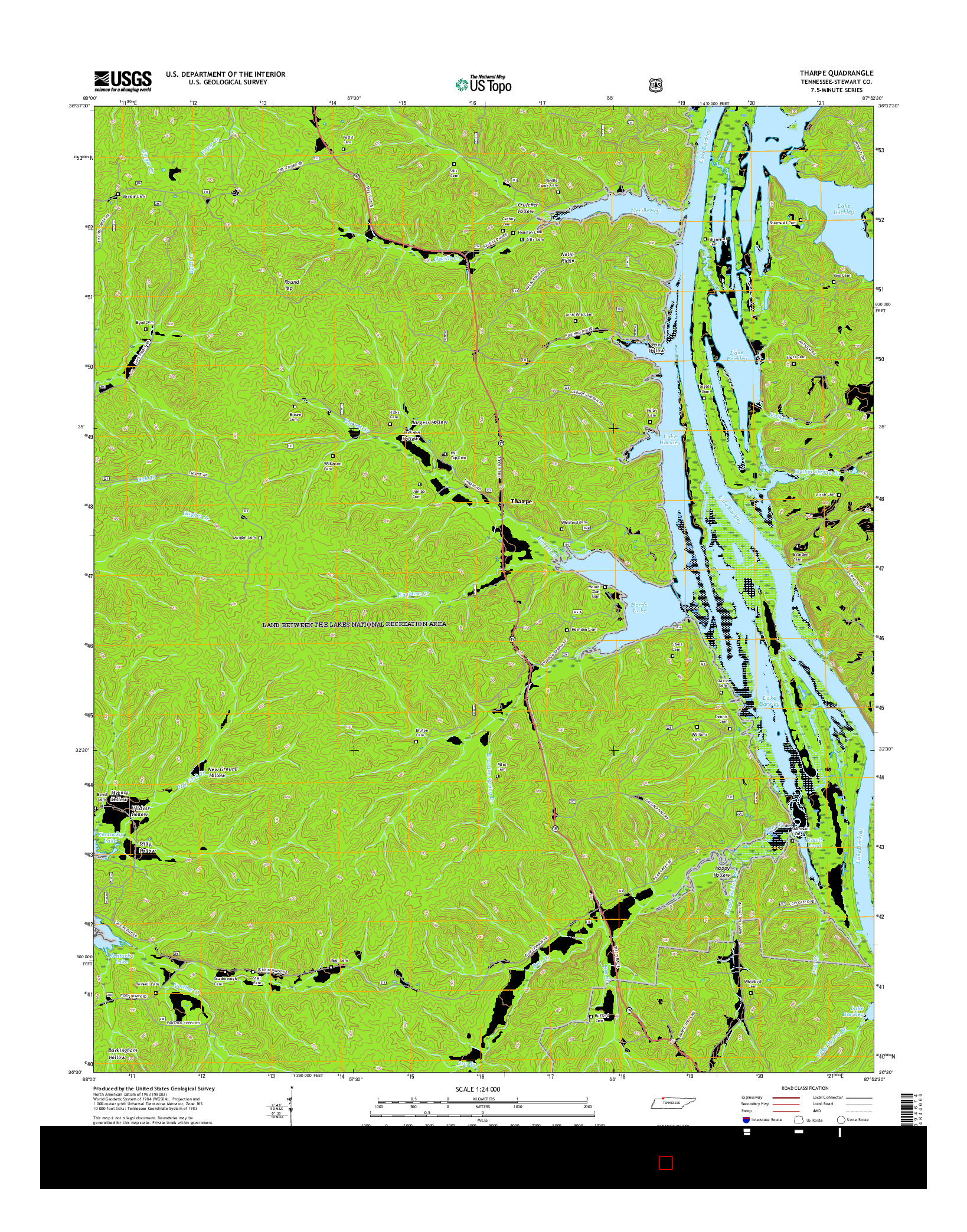 USGS US TOPO 7.5-MINUTE MAP FOR THARPE, TN 2016