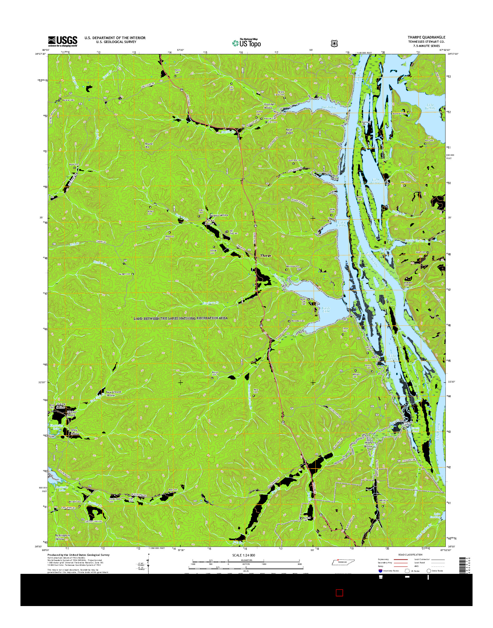 USGS US TOPO 7.5-MINUTE MAP FOR THARPE, TN 2016