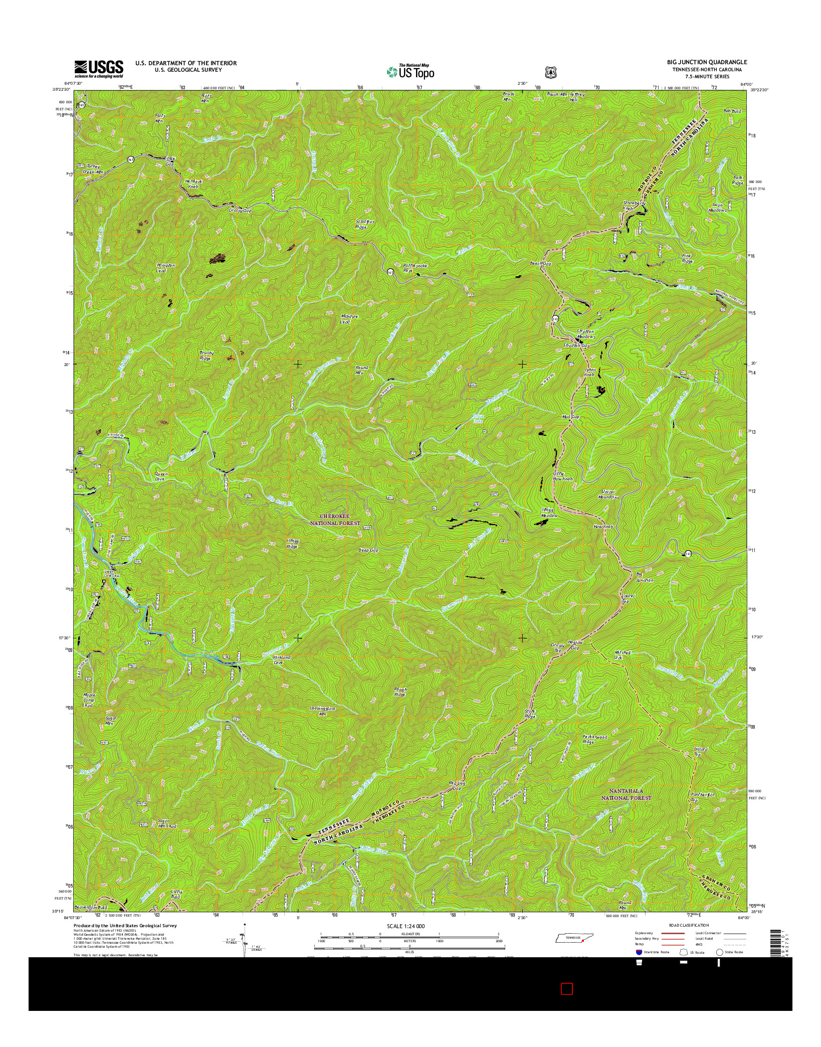 USGS US TOPO 7.5-MINUTE MAP FOR BIG JUNCTION, TN-NC 2016