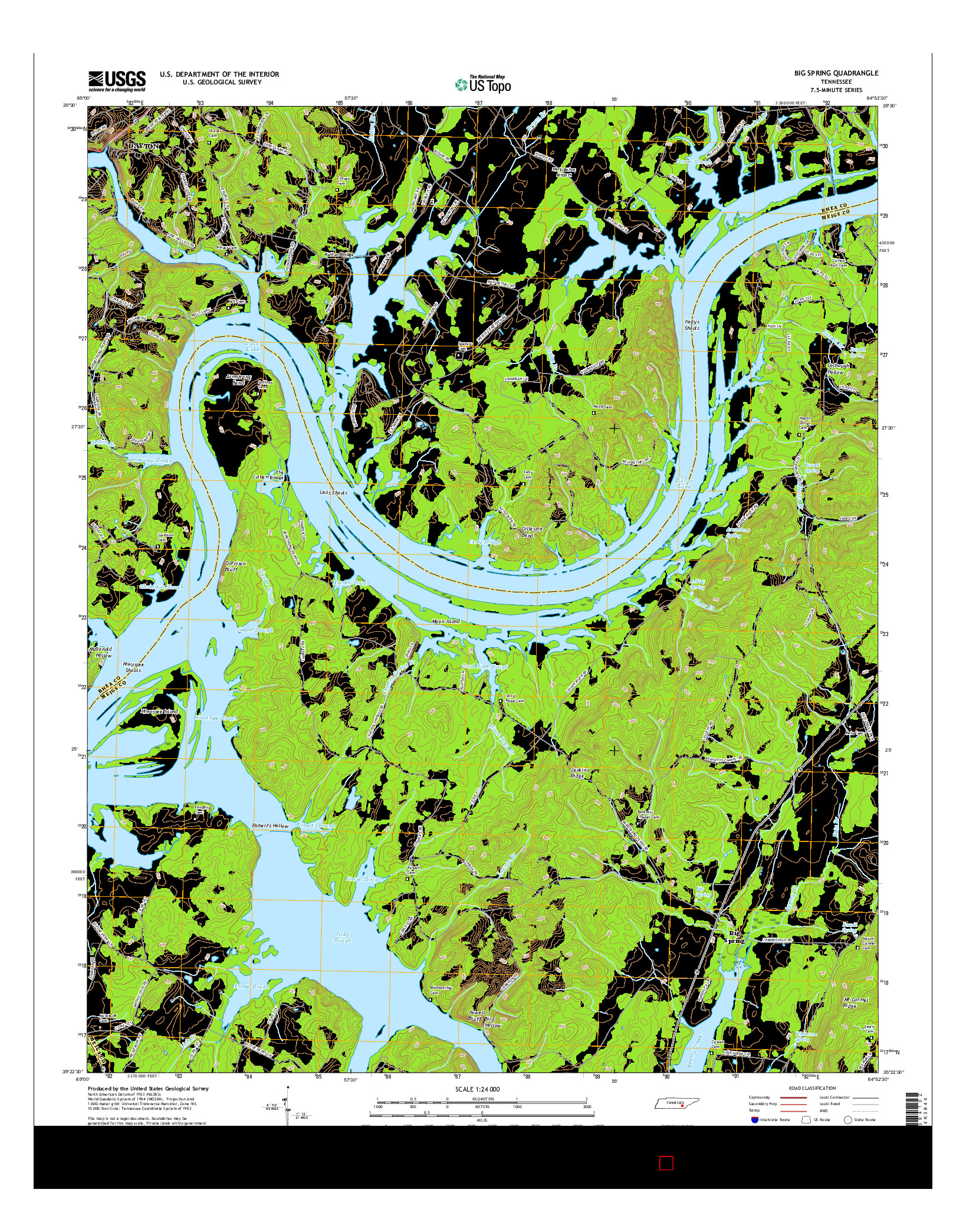 USGS US TOPO 7.5-MINUTE MAP FOR BIG SPRING, TN 2016