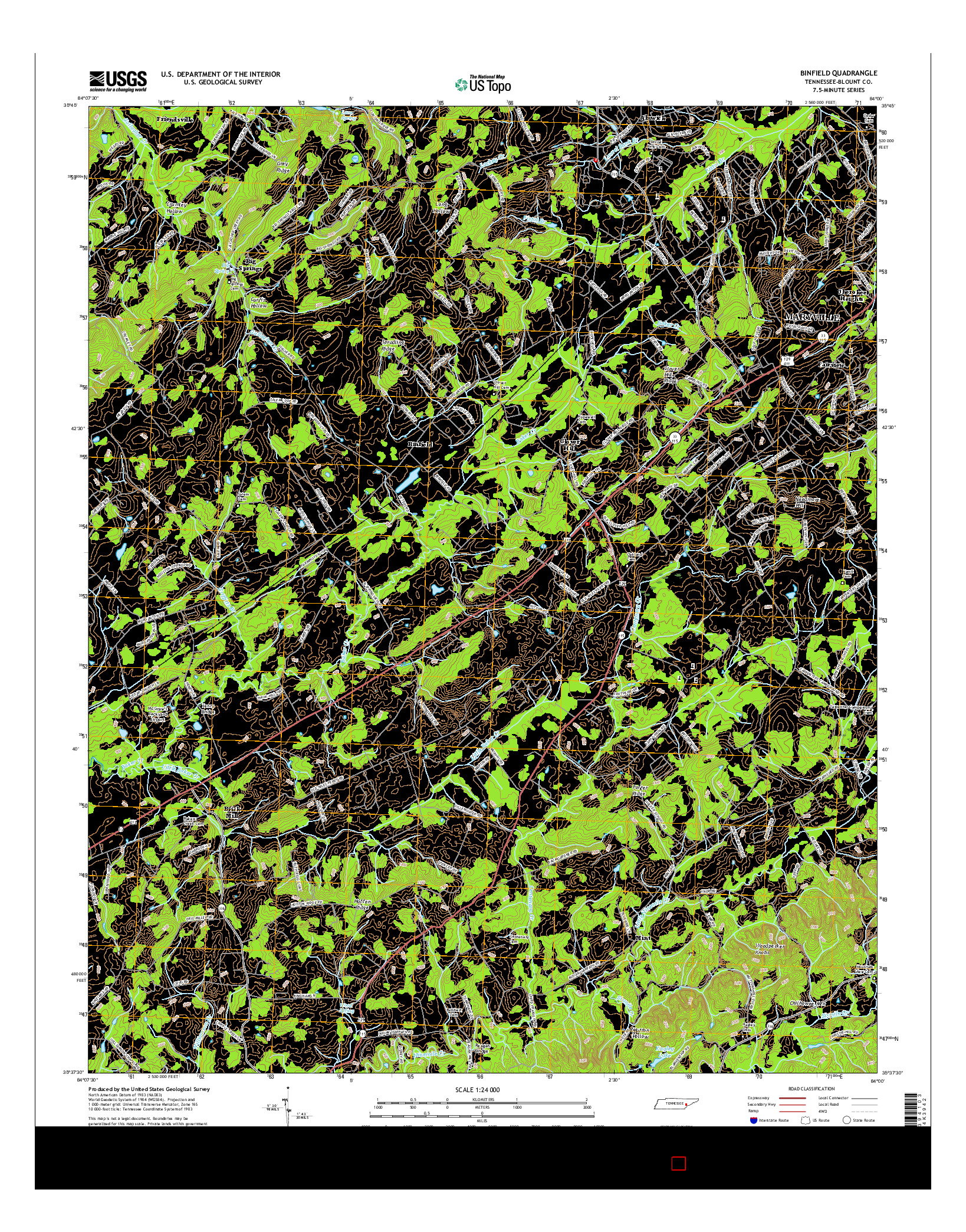 USGS US TOPO 7.5-MINUTE MAP FOR BINFIELD, TN 2016