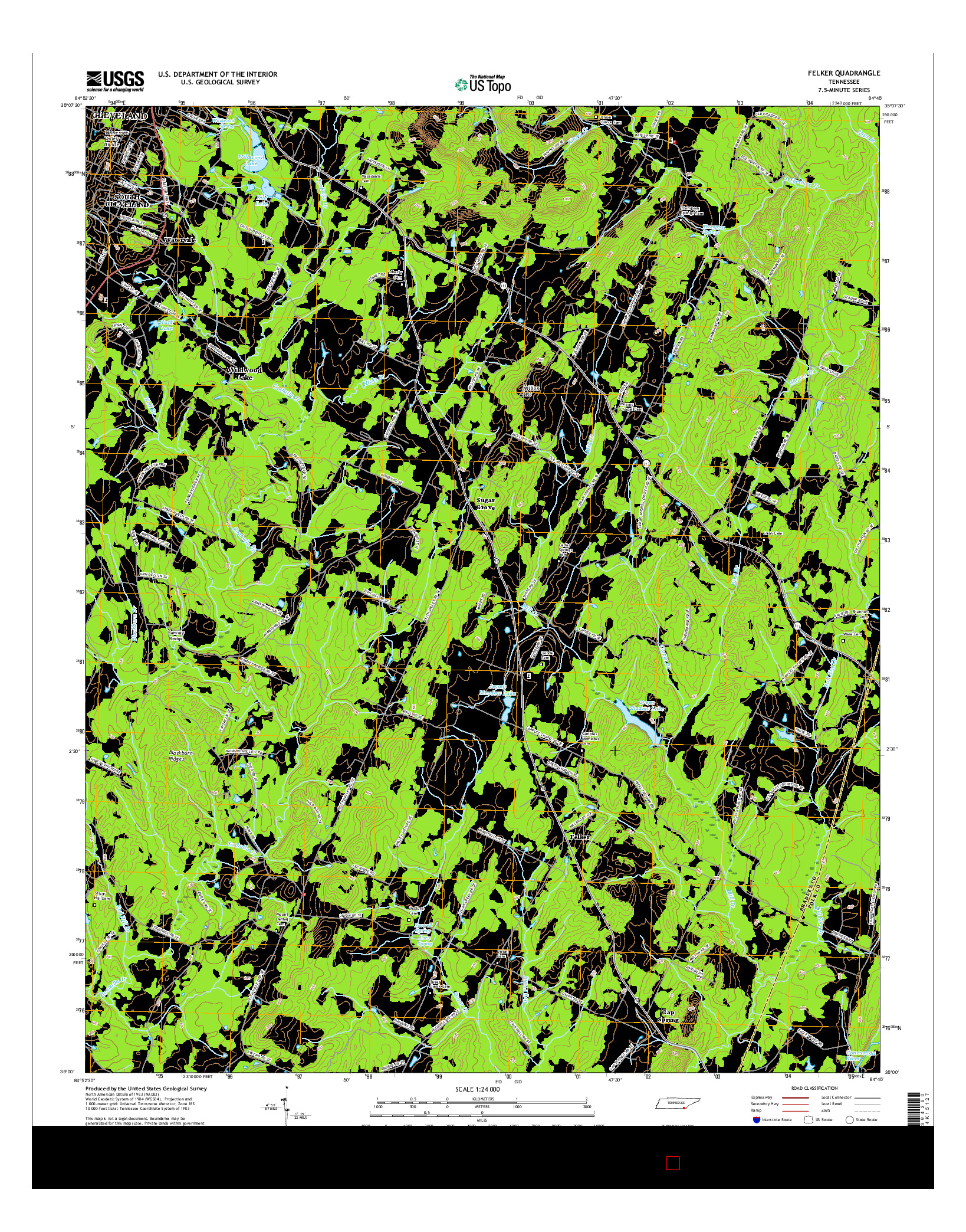 USGS US TOPO 7.5-MINUTE MAP FOR FELKER, TN 2016