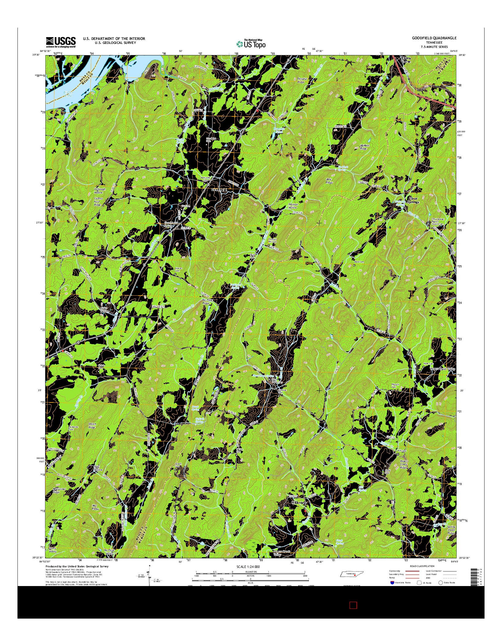 USGS US TOPO 7.5-MINUTE MAP FOR GOODFIELD, TN 2016