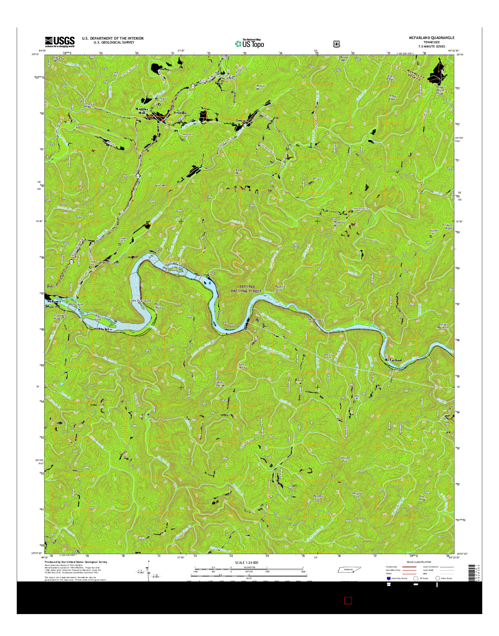 USGS US TOPO 7.5-MINUTE MAP FOR MCFARLAND, TN 2016