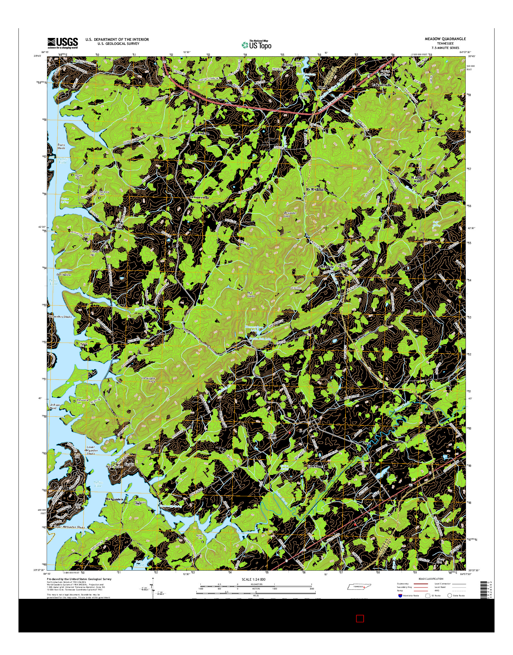 USGS US TOPO 7.5-MINUTE MAP FOR MEADOW, TN 2016