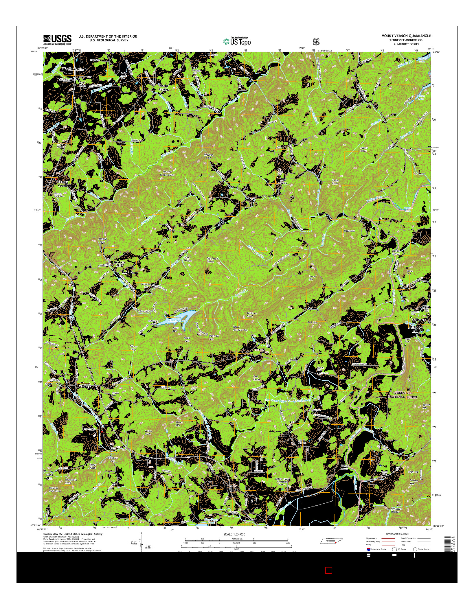 USGS US TOPO 7.5-MINUTE MAP FOR MOUNT VERNON, TN 2016