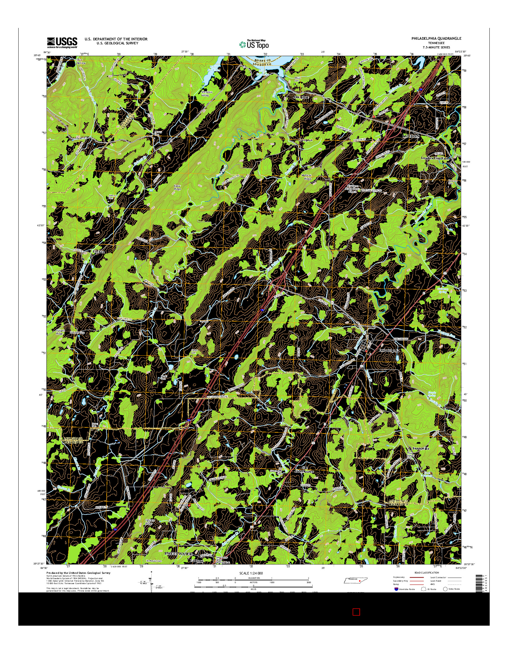 USGS US TOPO 7.5-MINUTE MAP FOR PHILADELPHIA, TN 2016