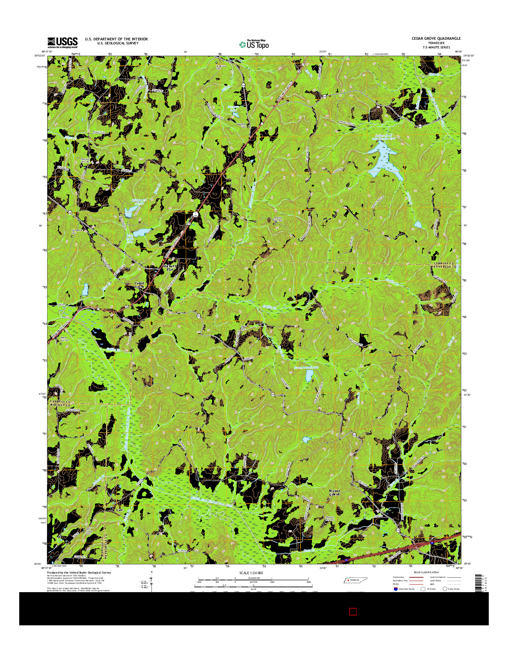 USGS US TOPO 7.5-MINUTE MAP FOR CEDAR GROVE, TN 2016