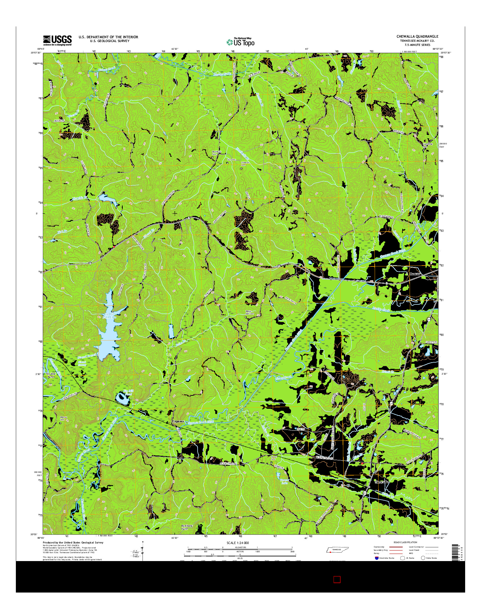 USGS US TOPO 7.5-MINUTE MAP FOR CHEWALLA, TN 2016