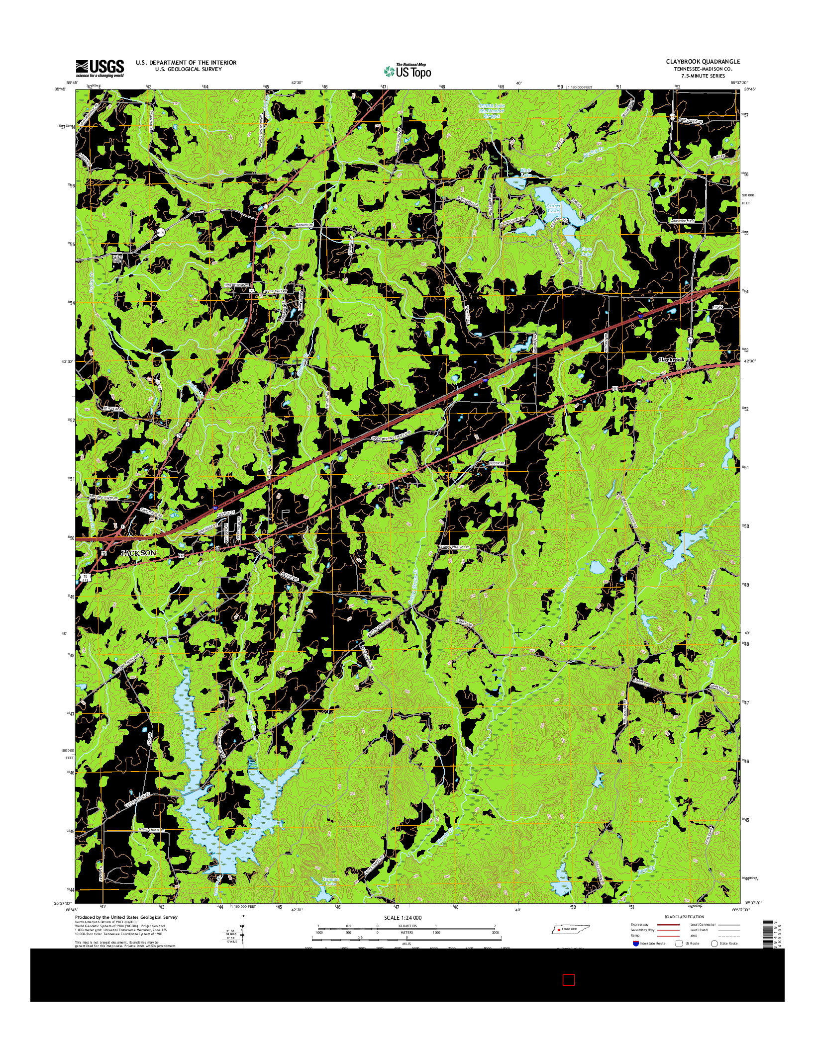 USGS US TOPO 7.5-MINUTE MAP FOR CLAYBROOK, TN 2016