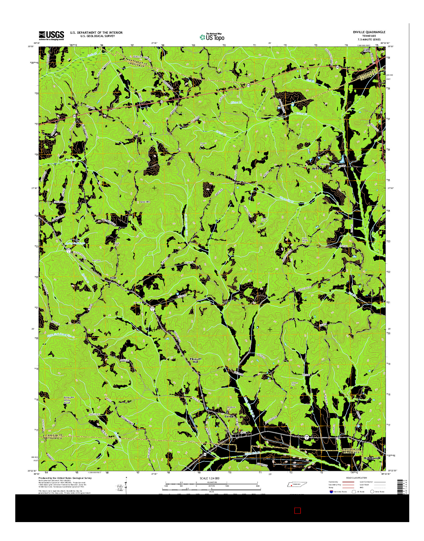 USGS US TOPO 7.5-MINUTE MAP FOR ENVILLE, TN 2016