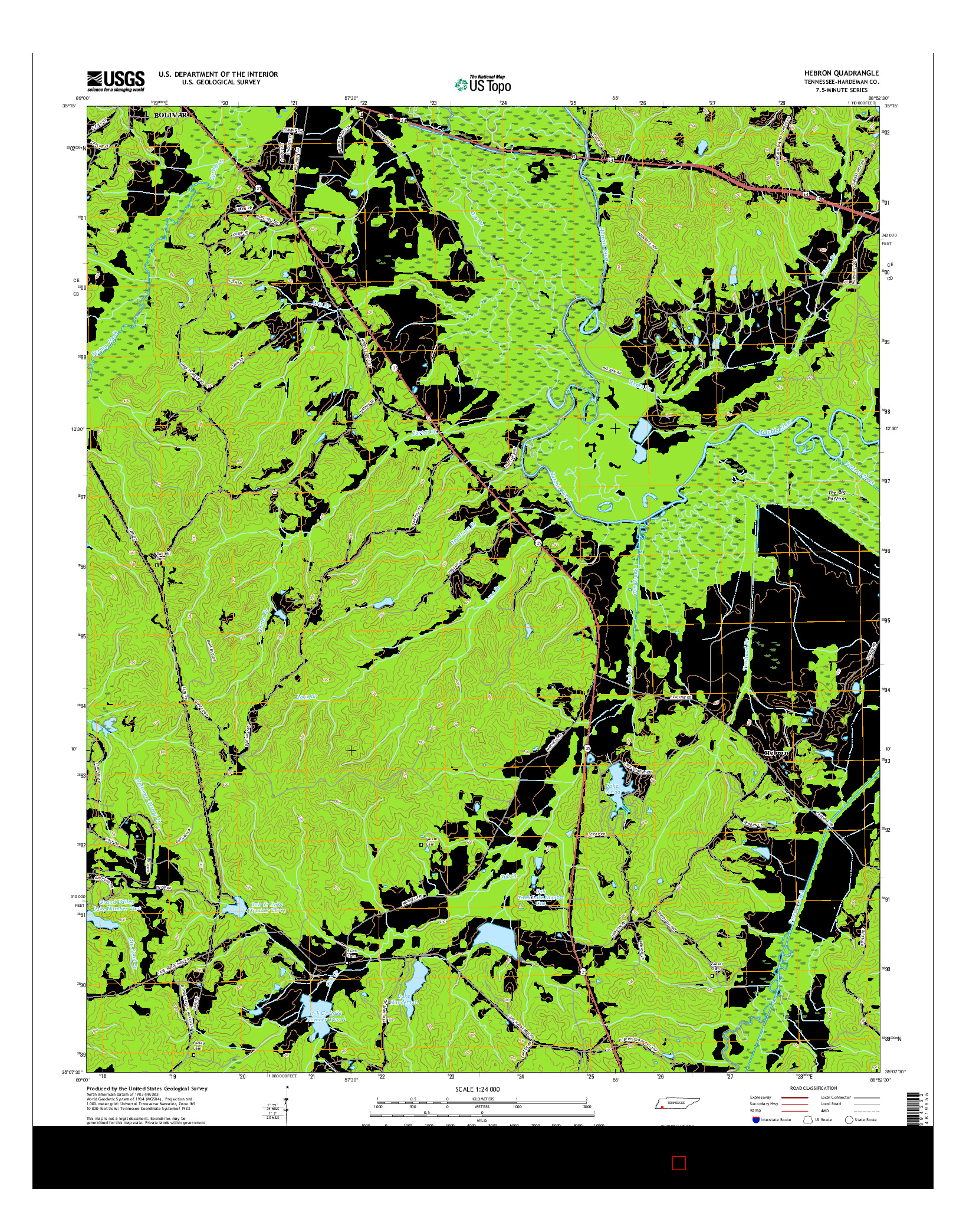 USGS US TOPO 7.5-MINUTE MAP FOR HEBRON, TN 2016