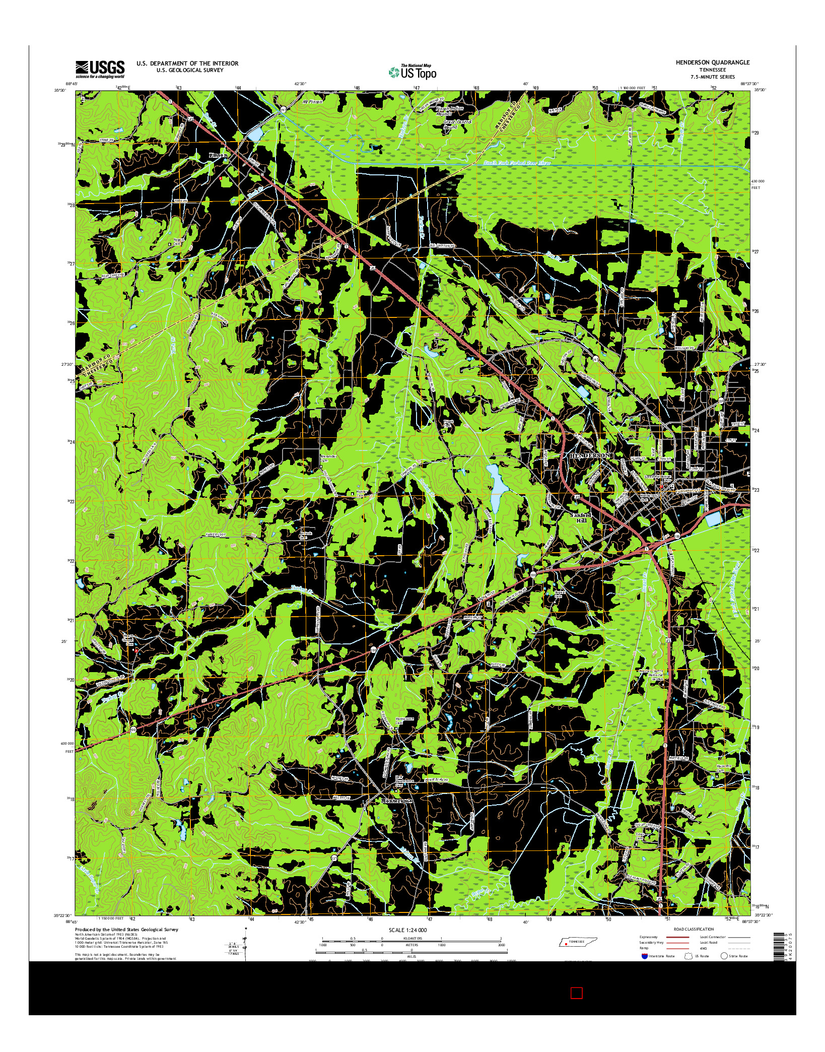 USGS US TOPO 7.5-MINUTE MAP FOR HENDERSON, TN 2016