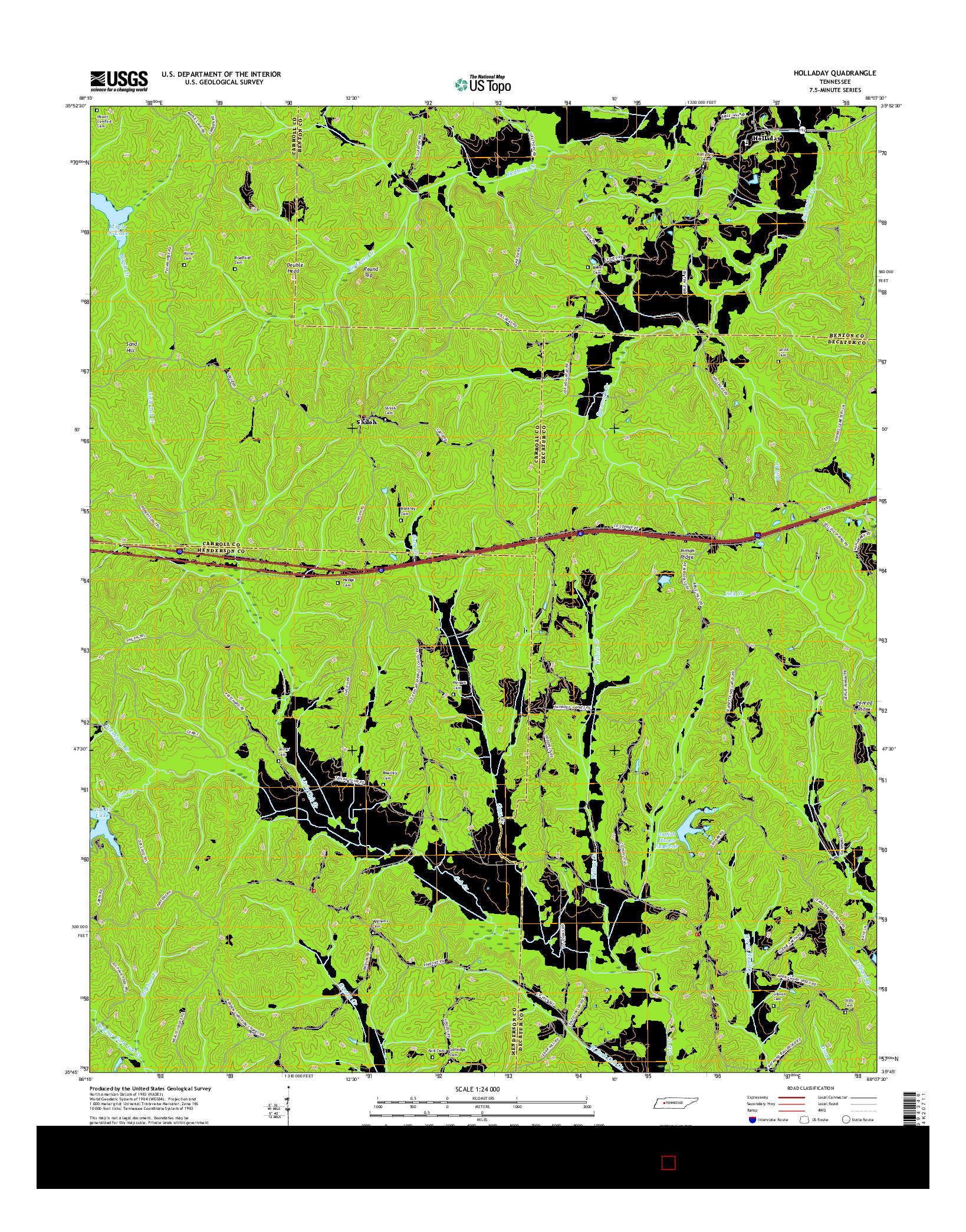 USGS US TOPO 7.5-MINUTE MAP FOR HOLLADAY, TN 2016