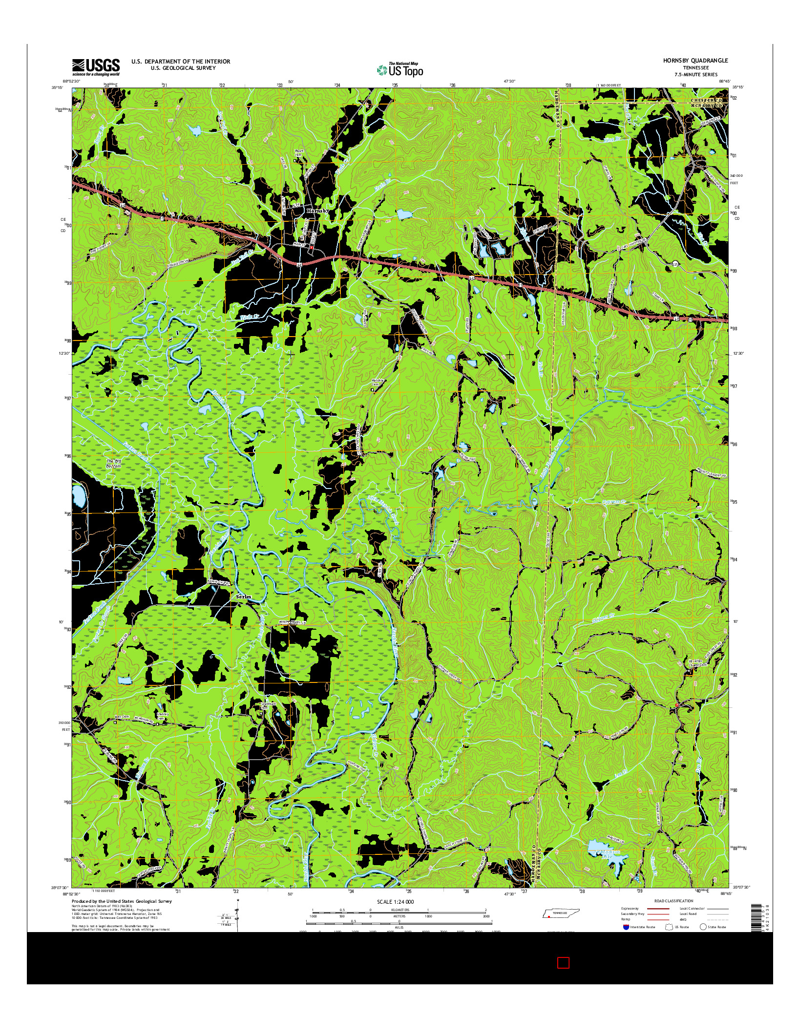 USGS US TOPO 7.5-MINUTE MAP FOR HORNSBY, TN 2016