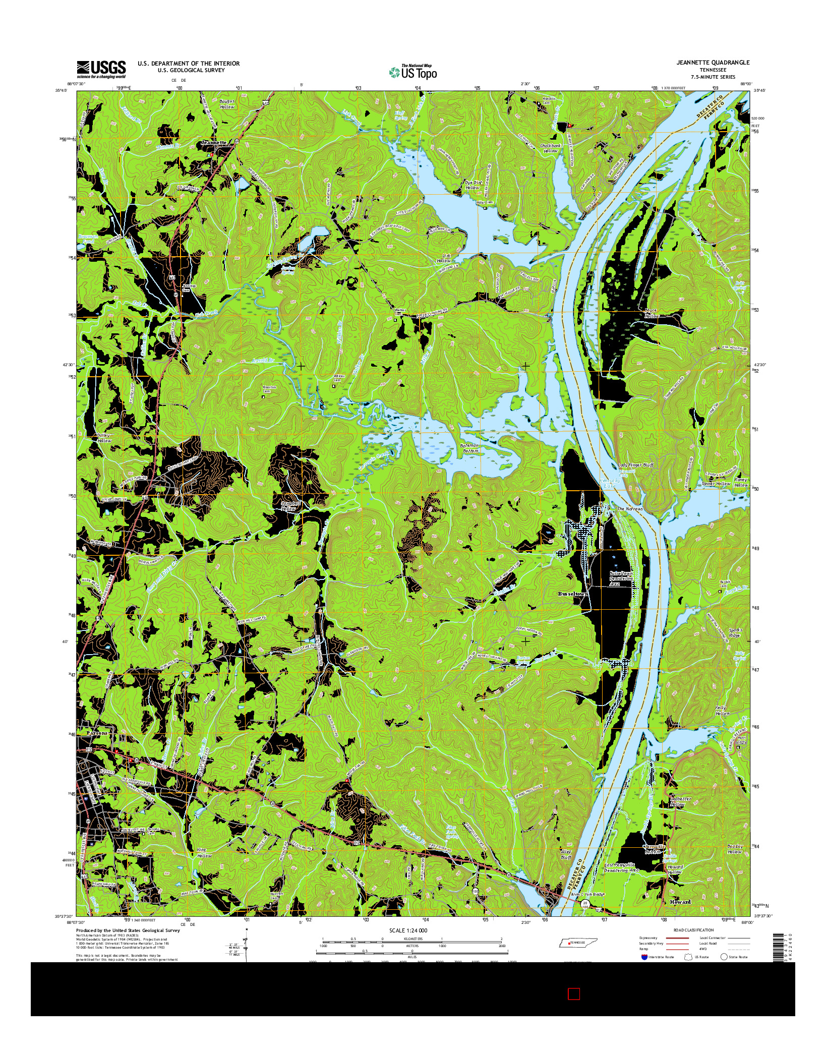 USGS US TOPO 7.5-MINUTE MAP FOR JEANNETTE, TN 2016