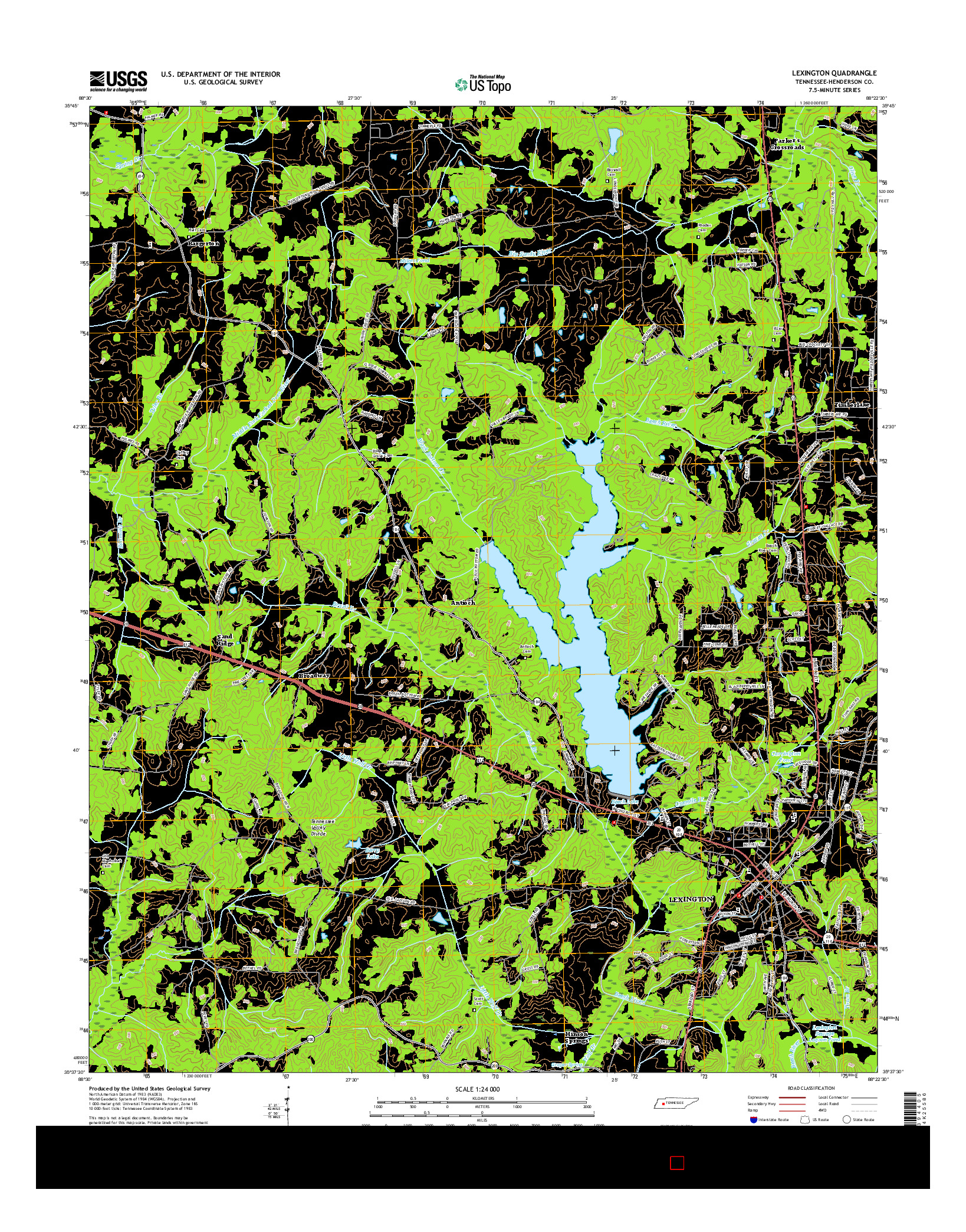 USGS US TOPO 7.5-MINUTE MAP FOR LEXINGTON, TN 2016