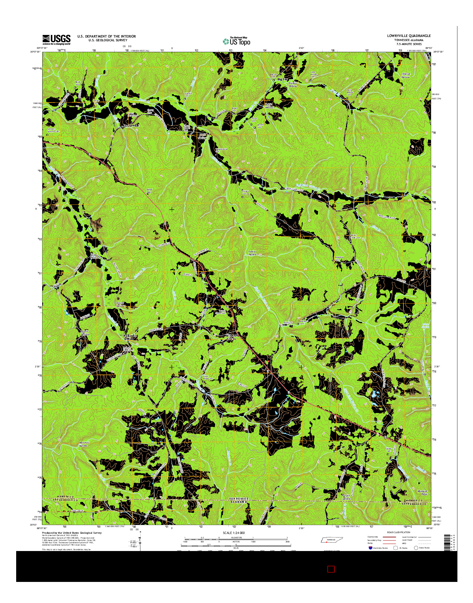 USGS US TOPO 7.5-MINUTE MAP FOR LOWRYVILLE, TN-AL 2016