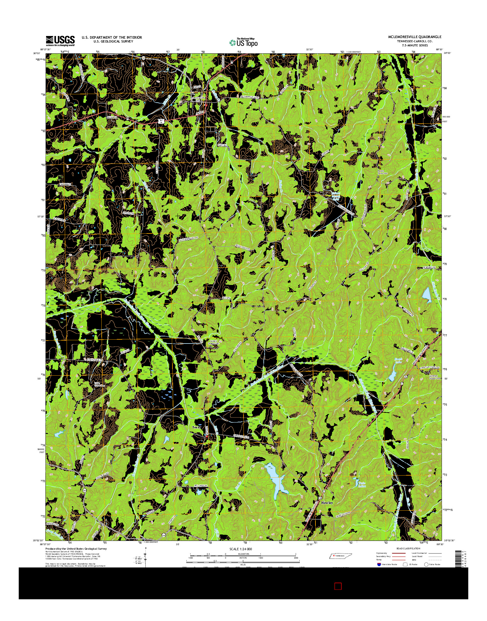 USGS US TOPO 7.5-MINUTE MAP FOR MCLEMORESVILLE, TN 2016