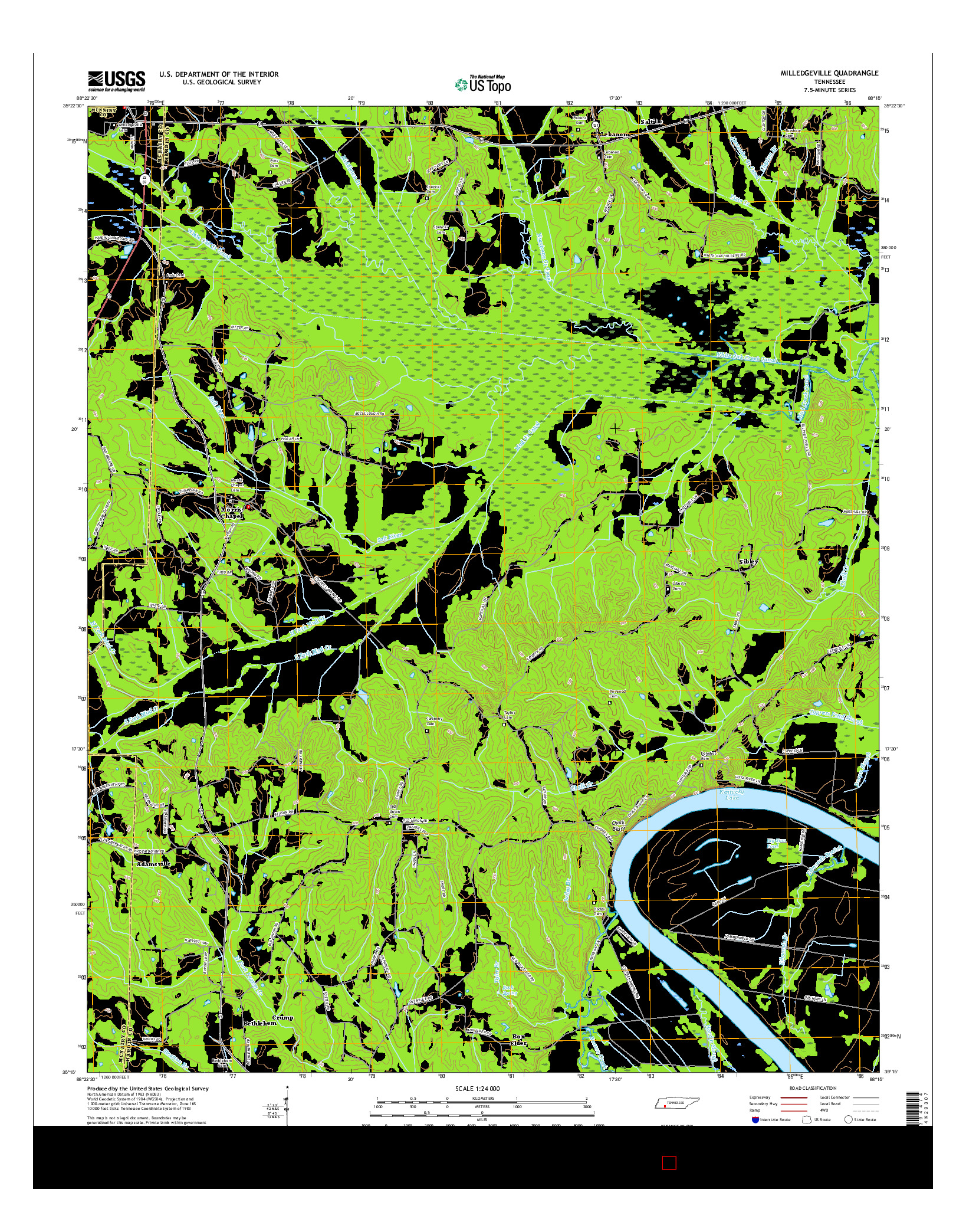 USGS US TOPO 7.5-MINUTE MAP FOR MILLEDGEVILLE, TN 2016