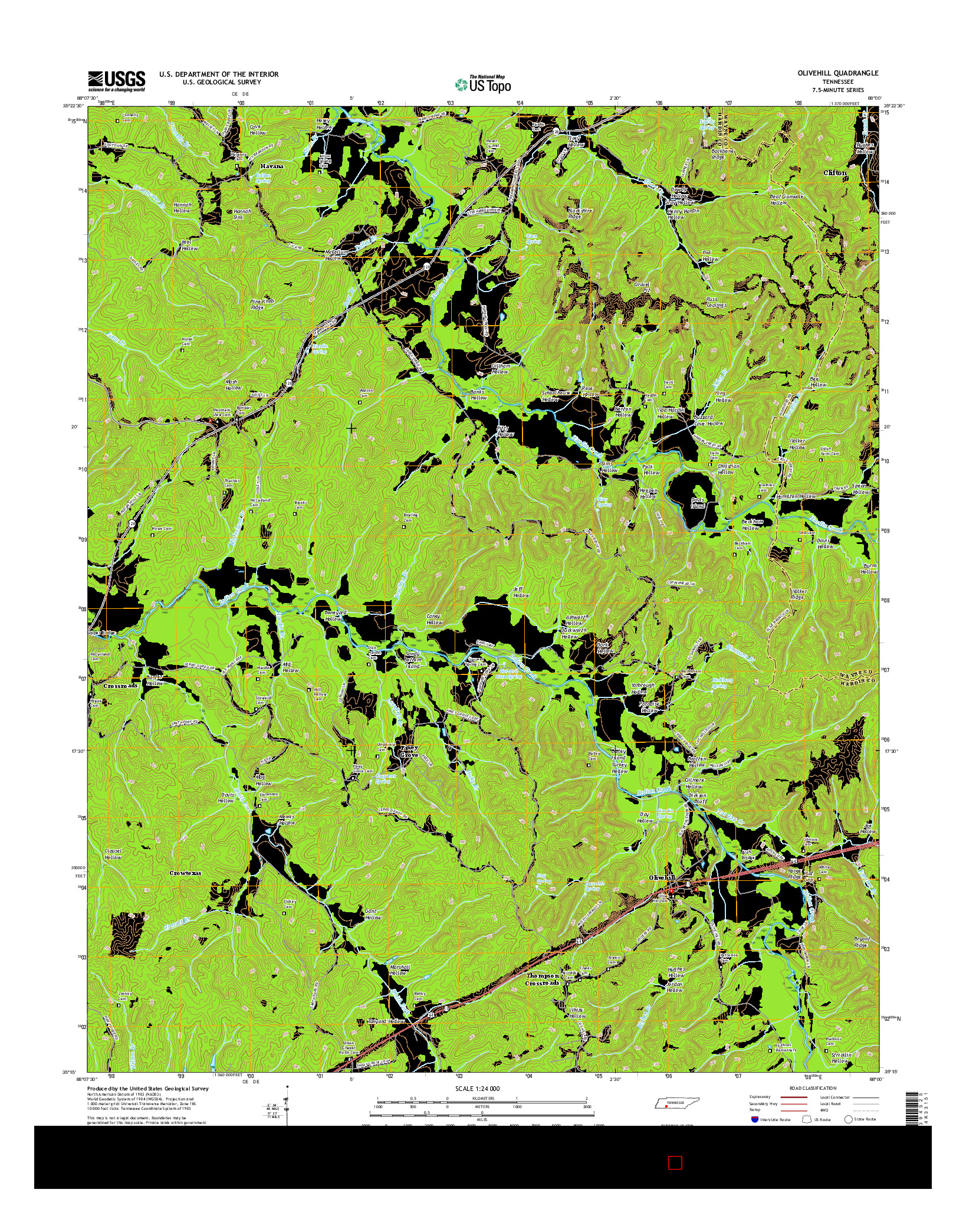 USGS US TOPO 7.5-MINUTE MAP FOR OLIVEHILL, TN 2016