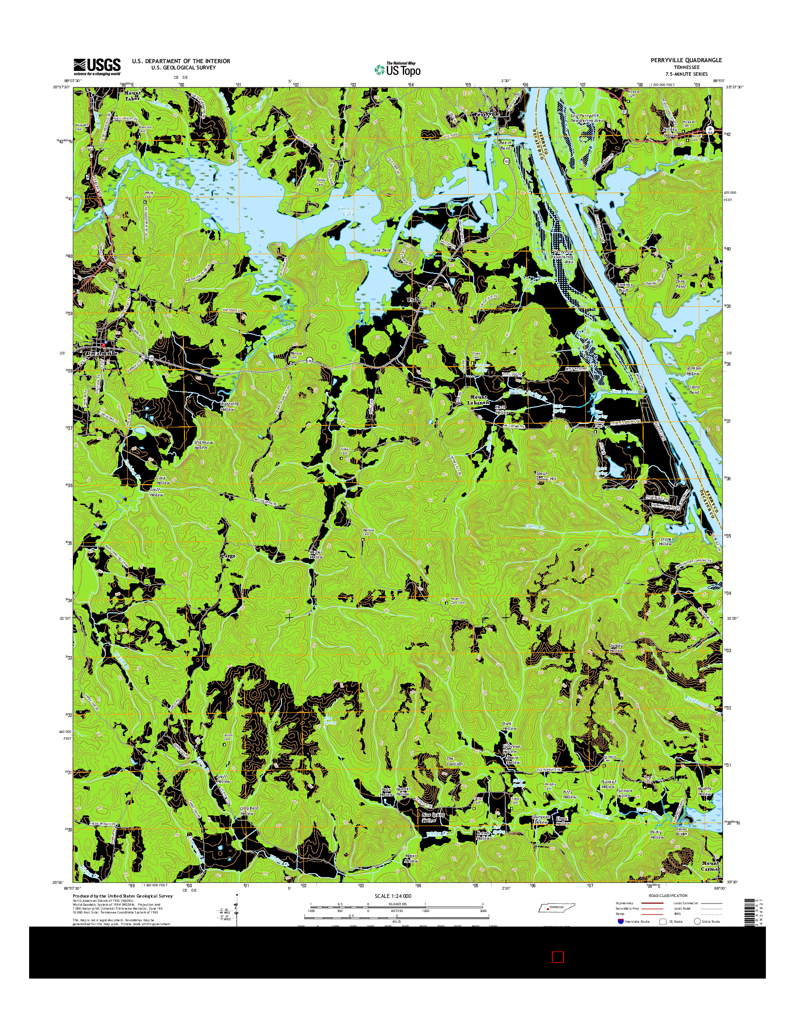 USGS US TOPO 7.5-MINUTE MAP FOR PERRYVILLE, TN 2016