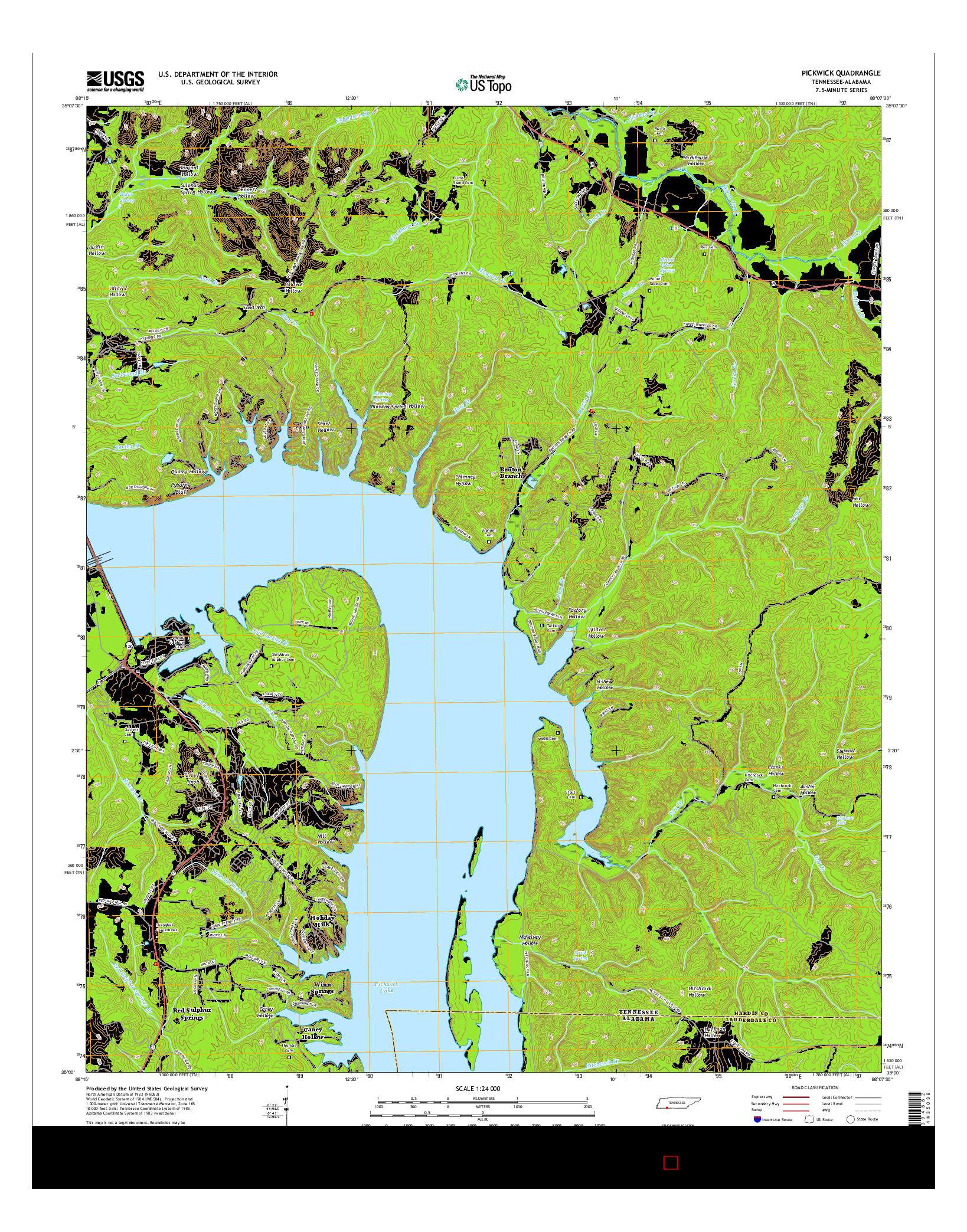 USGS US TOPO 7.5-MINUTE MAP FOR PICKWICK, TN-AL 2016