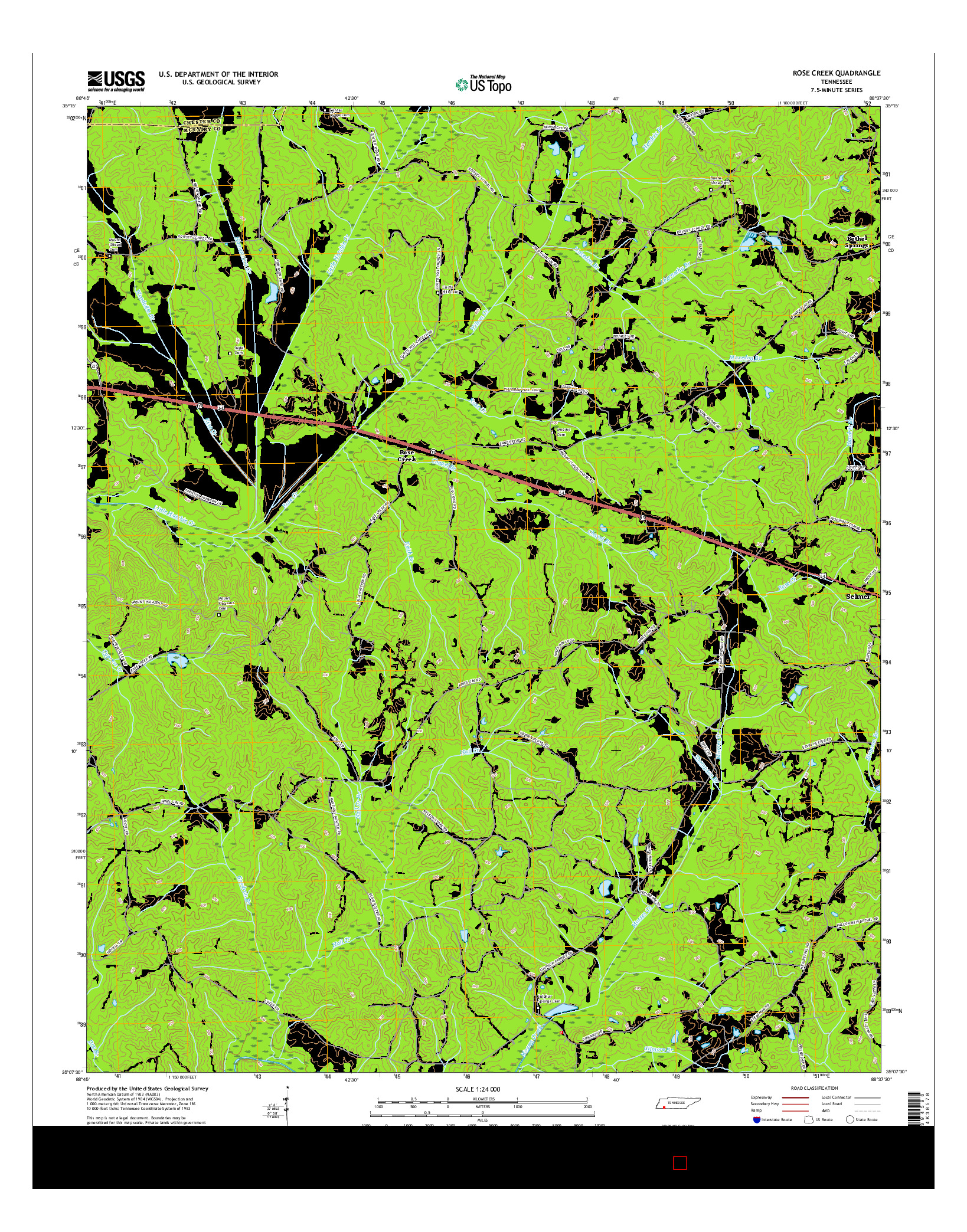 USGS US TOPO 7.5-MINUTE MAP FOR ROSE CREEK, TN 2016